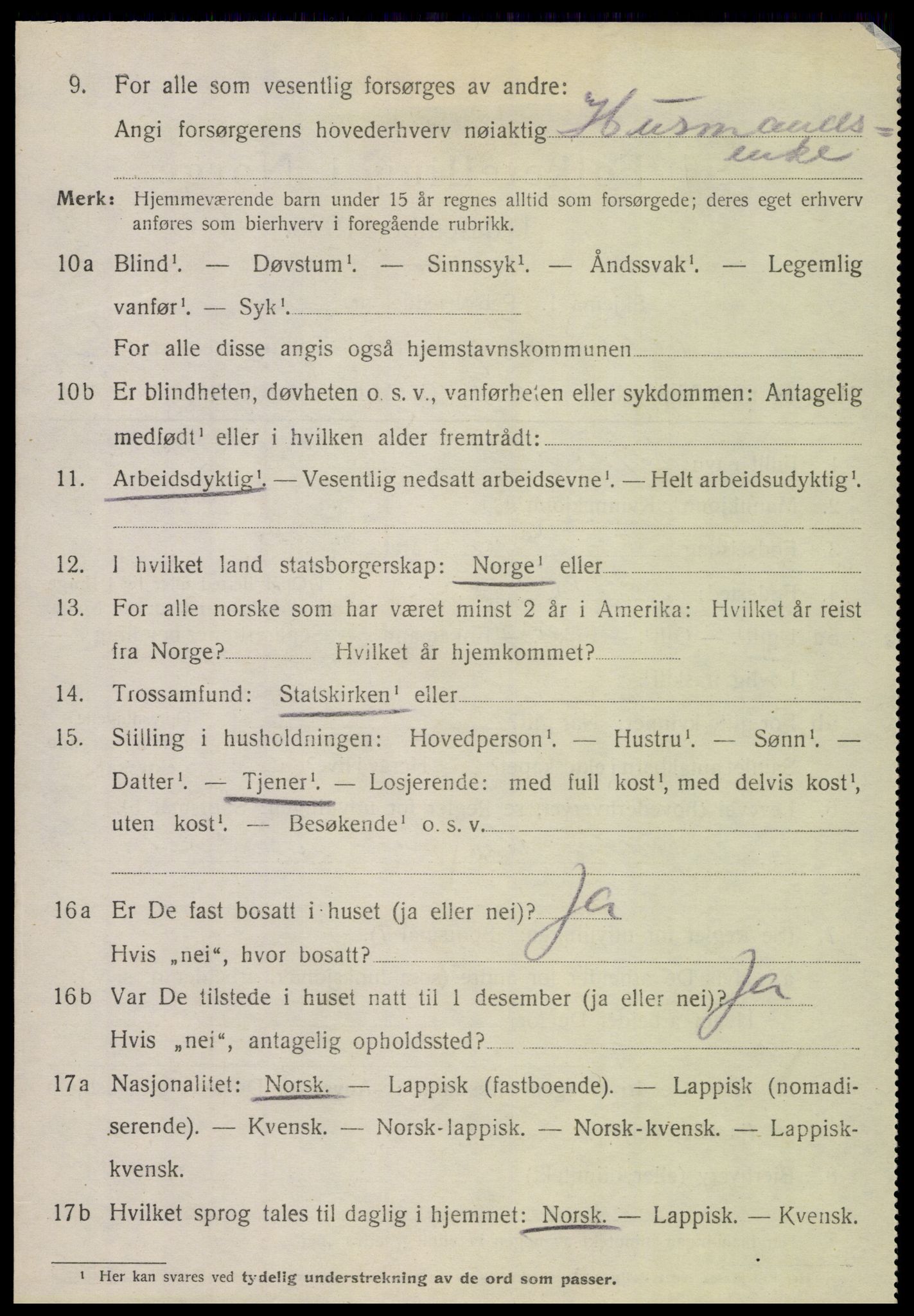 SAT, 1920 census for Steigen, 1920, p. 2747