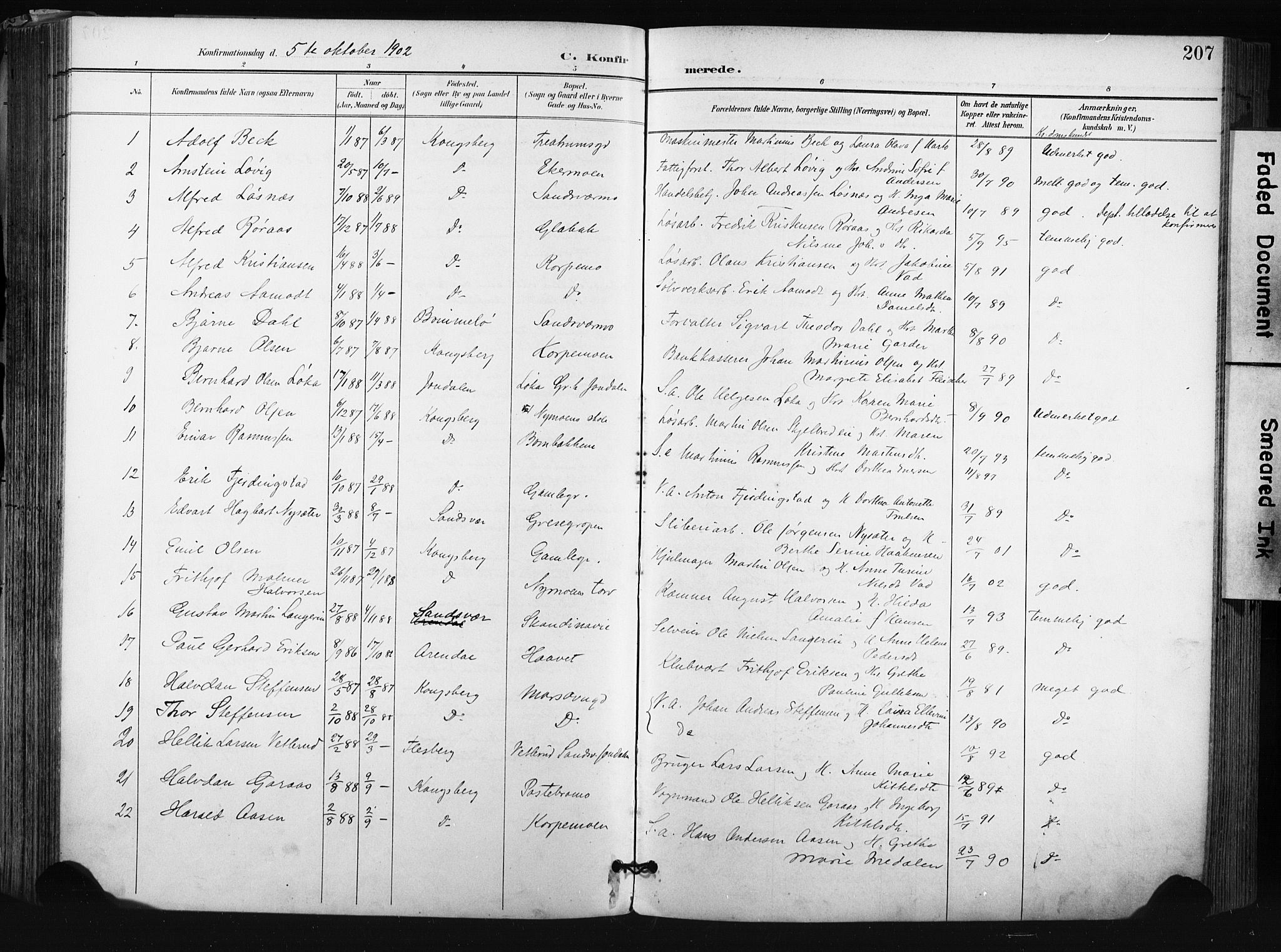 Kongsberg kirkebøker, AV/SAKO-A-22/F/Fb/L0003: Parish register (official) no. II 3, 1896-1905, p. 207