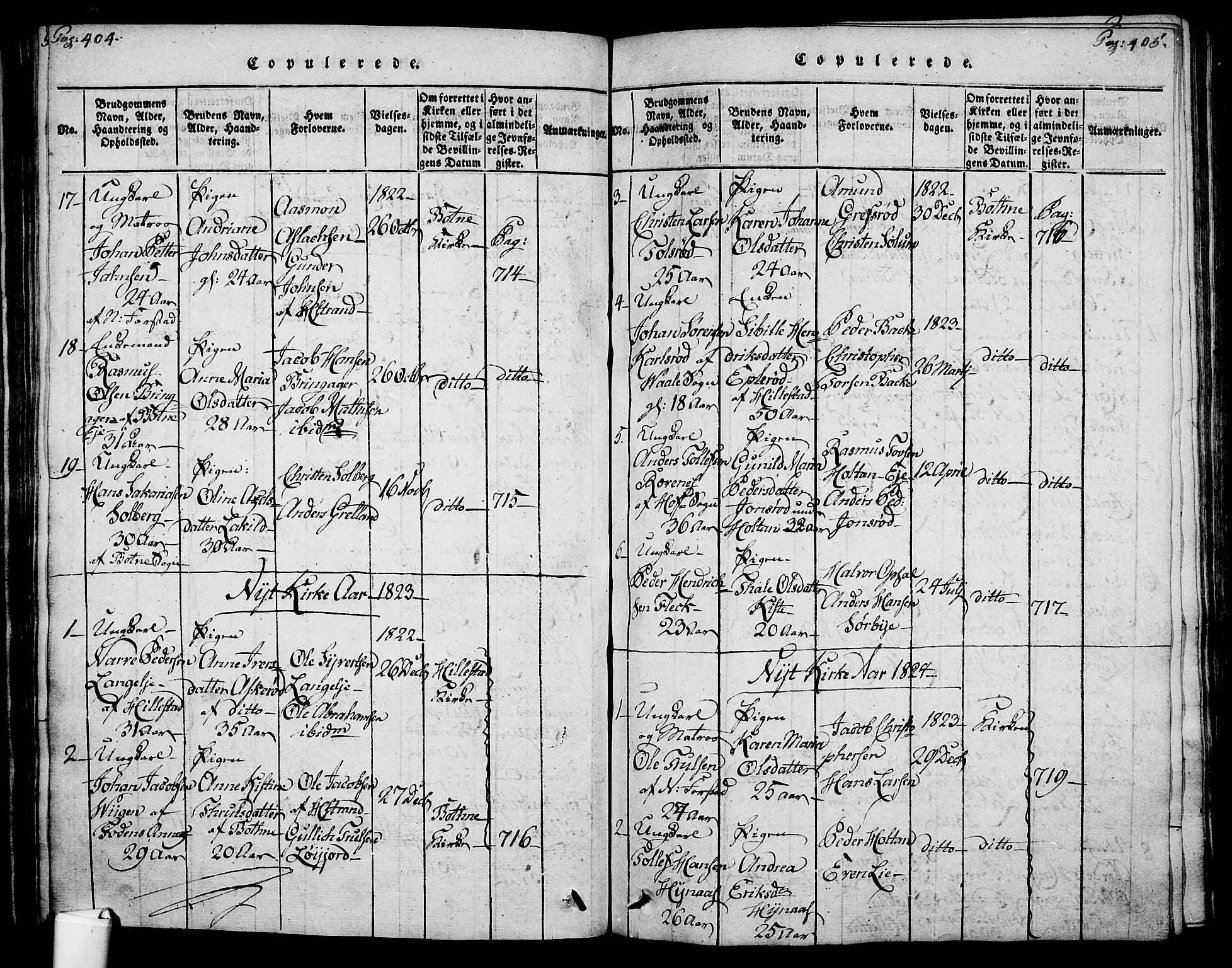 Botne kirkebøker, AV/SAKO-A-340/F/Fa/L0005: Parish register (official) no. I 5, 1814-1836, p. 404-405