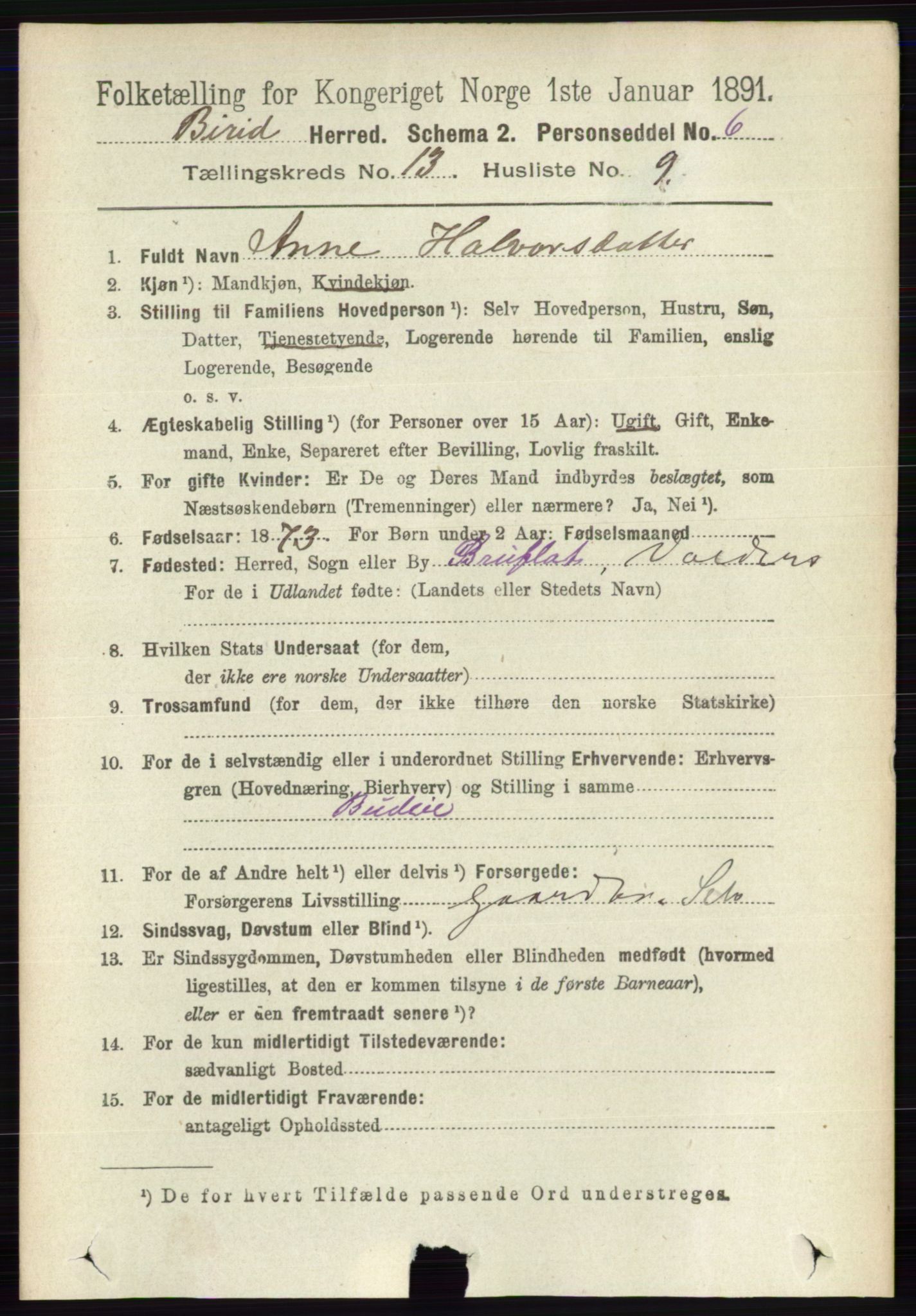 RA, 1891 census for 0525 Biri, 1891, p. 5355