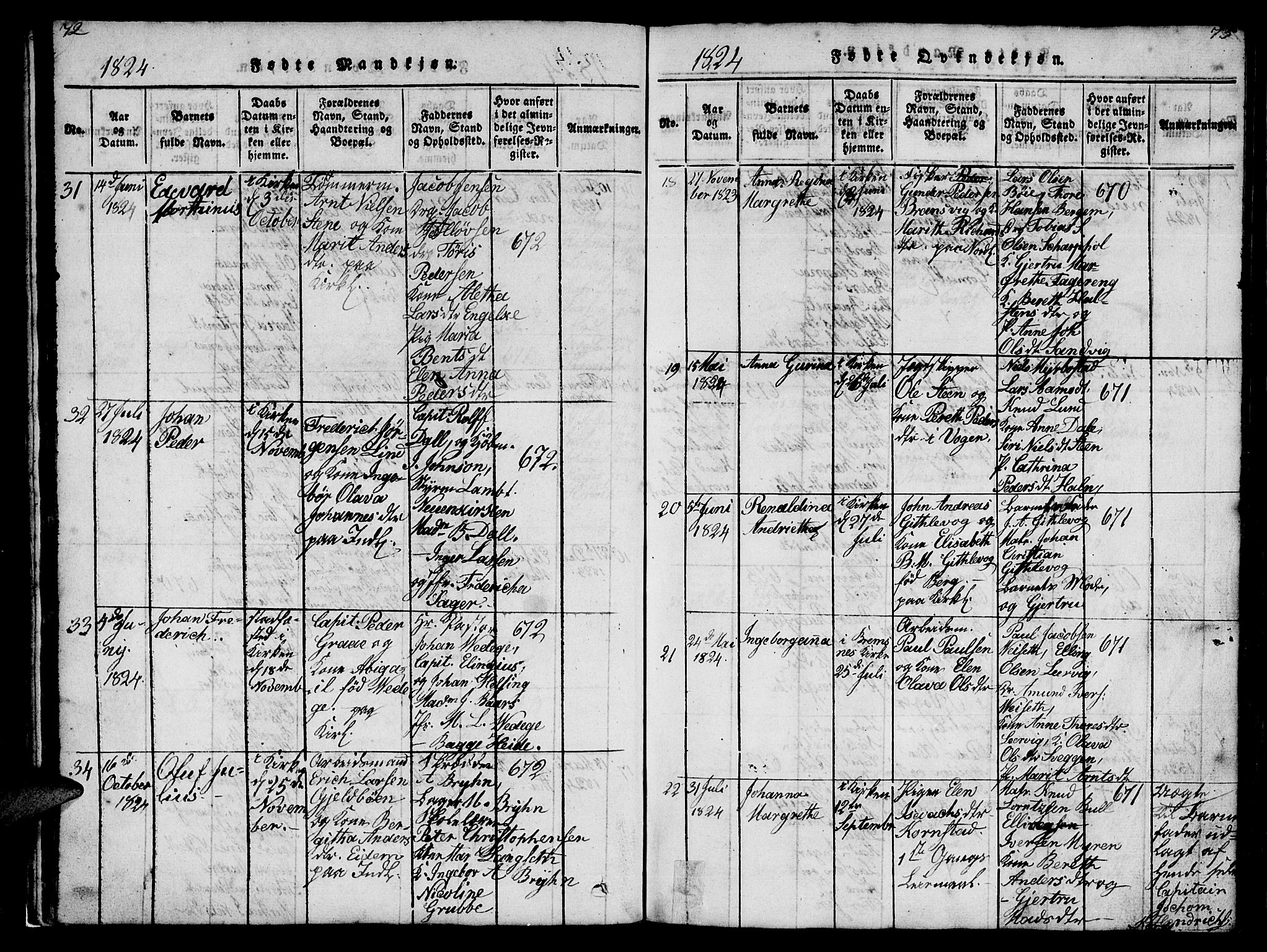 Ministerialprotokoller, klokkerbøker og fødselsregistre - Møre og Romsdal, AV/SAT-A-1454/572/L0856: Parish register (copy) no. 572C01, 1819-1832, p. 72-73