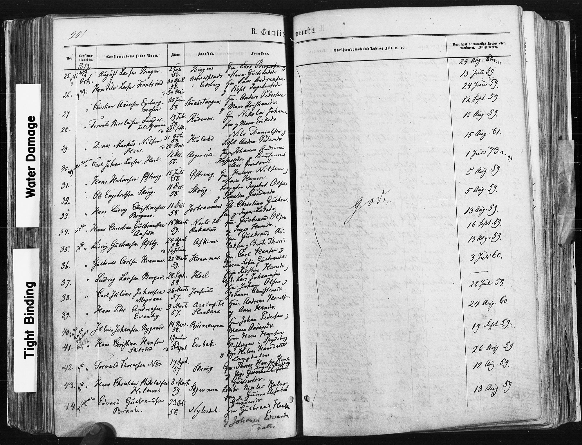 Trøgstad prestekontor Kirkebøker, AV/SAO-A-10925/F/Fa/L0009: Parish register (official) no. I 9, 1865-1877, p. 201