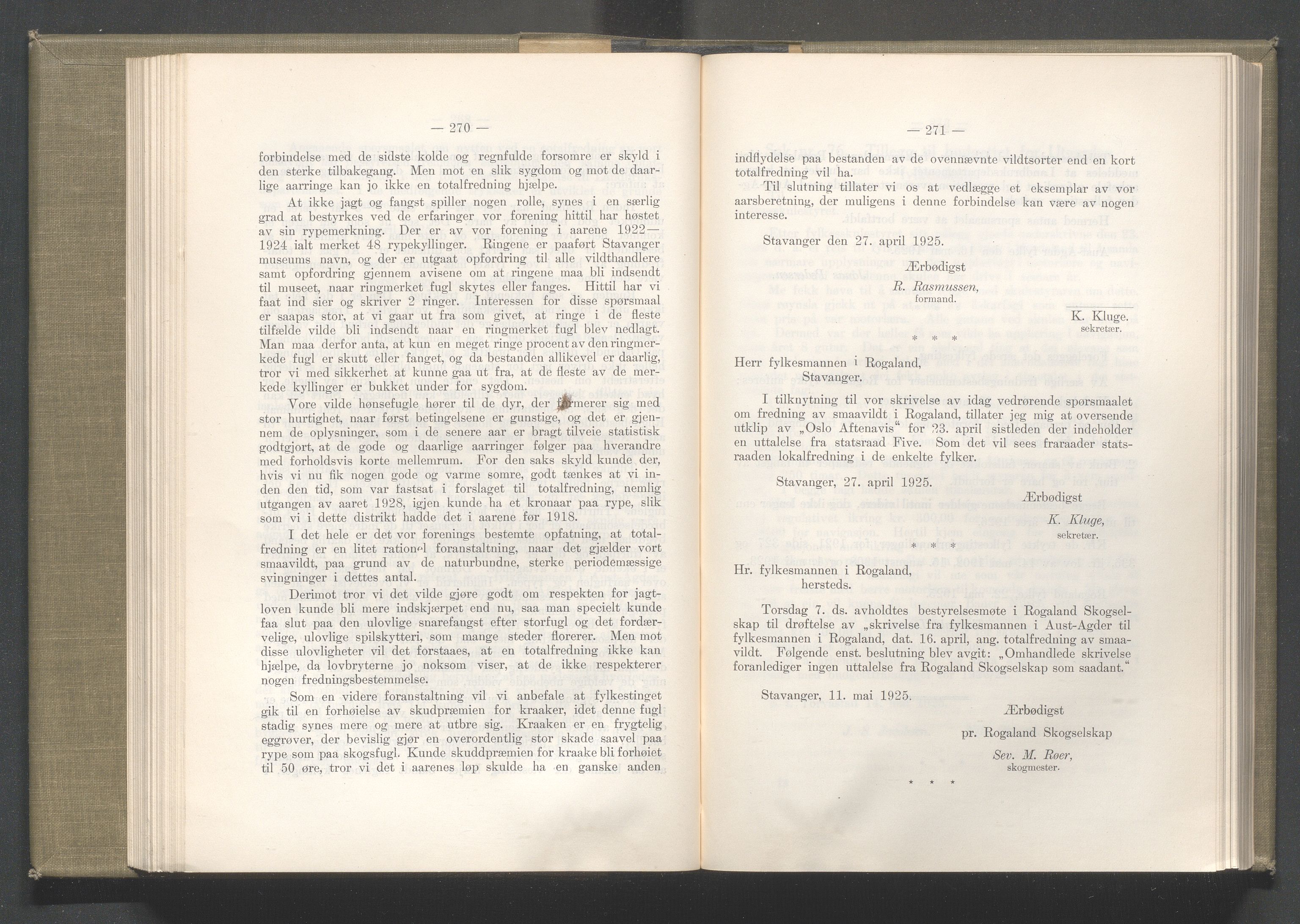 Rogaland fylkeskommune - Fylkesrådmannen , IKAR/A-900/A/Aa/Aaa/L0044: Møtebok , 1925, p. 270-271