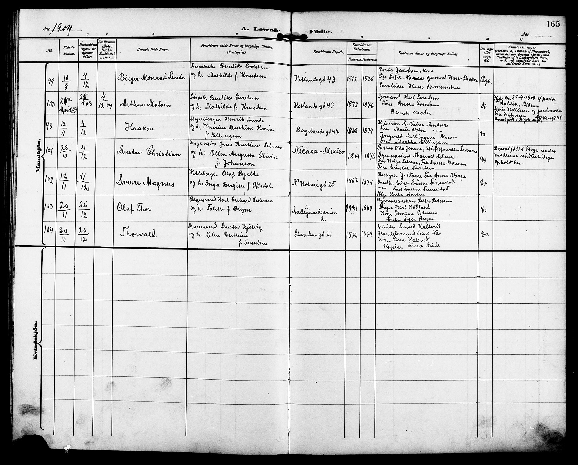 St. Petri sokneprestkontor, AV/SAST-A-101813/001/30/30BB/L0008: Parish register (copy) no. B 8, 1897-1905, p. 165
