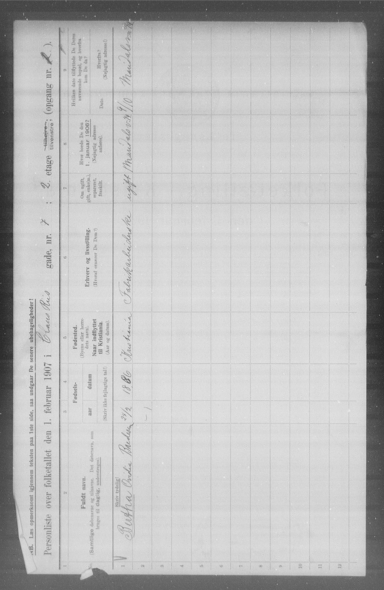 OBA, Municipal Census 1907 for Kristiania, 1907, p. 6623