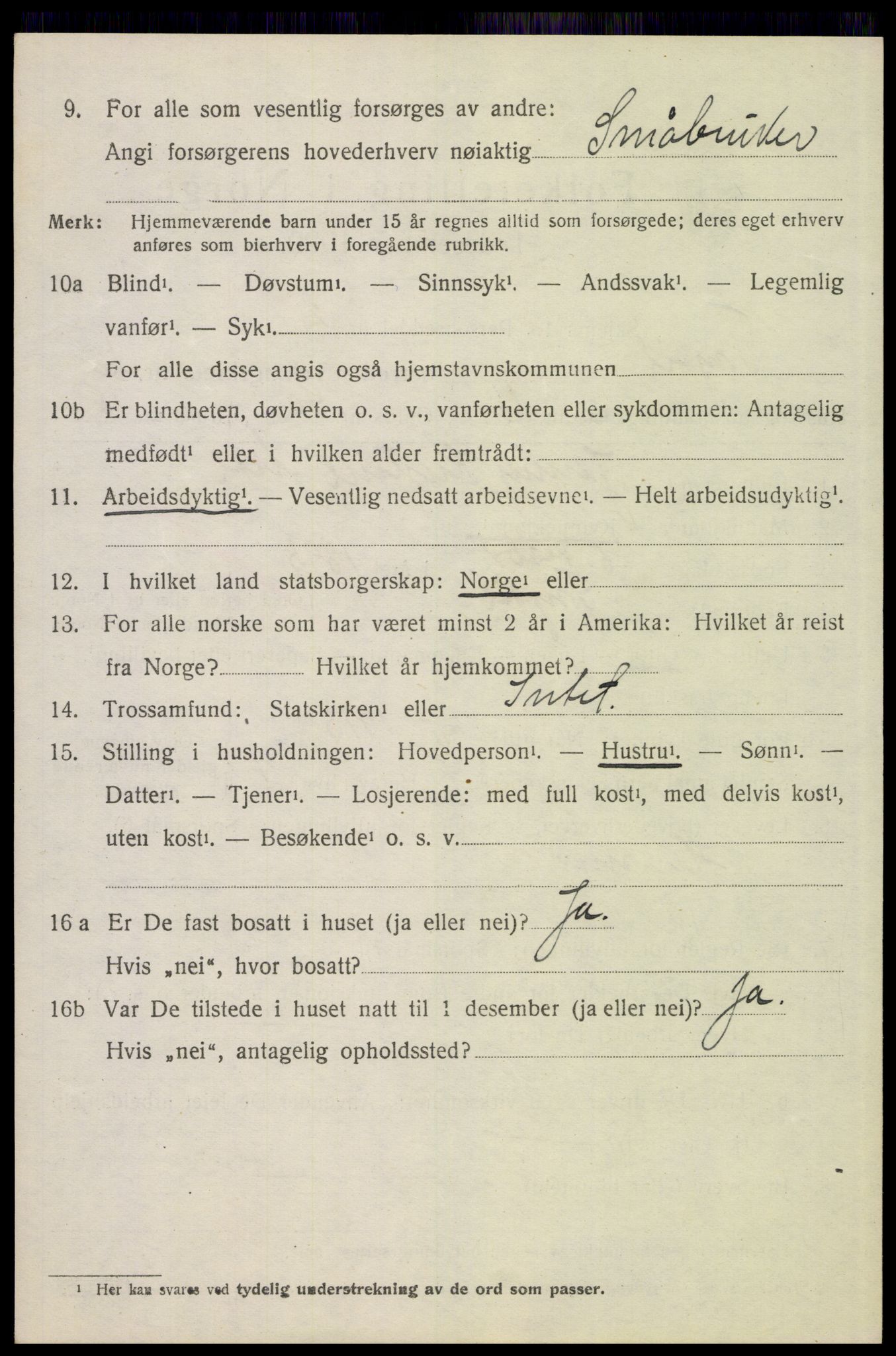 SAH, 1920 census for Trysil, 1920, p. 10170