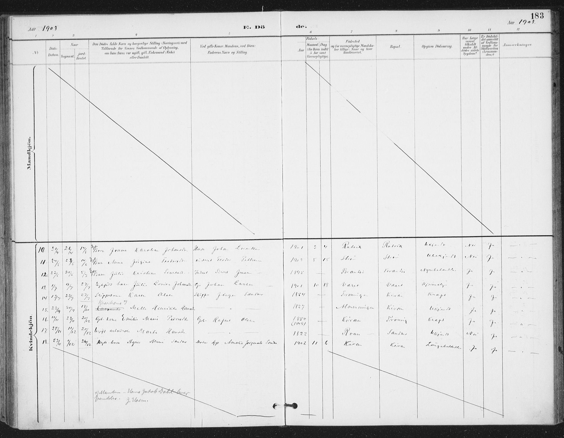 Ministerialprotokoller, klokkerbøker og fødselsregistre - Sør-Trøndelag, SAT/A-1456/657/L0708: Parish register (official) no. 657A09, 1894-1904, p. 183