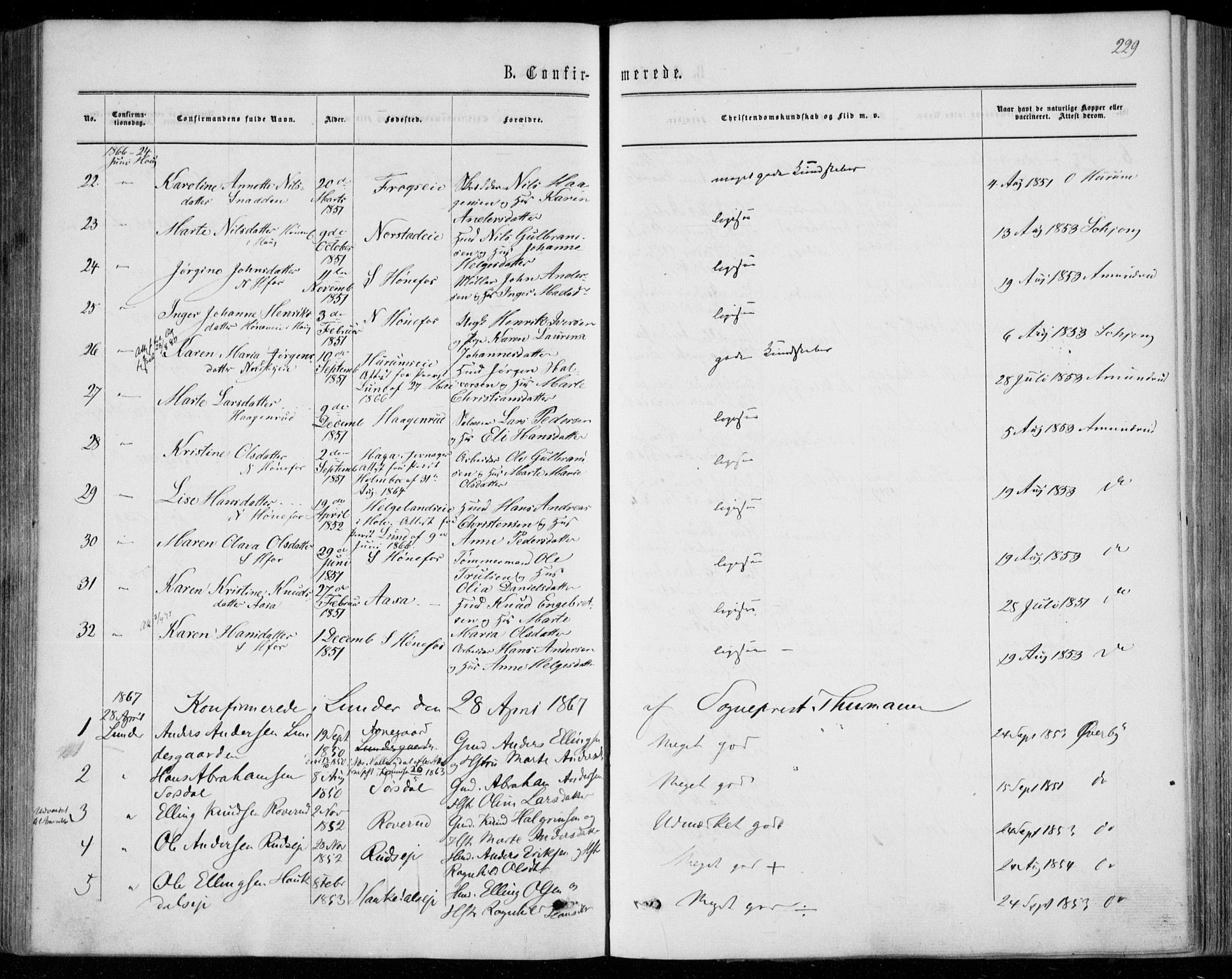 Norderhov kirkebøker, AV/SAKO-A-237/F/Fa/L0013: Parish register (official) no. 13, 1866-1874, p. 229