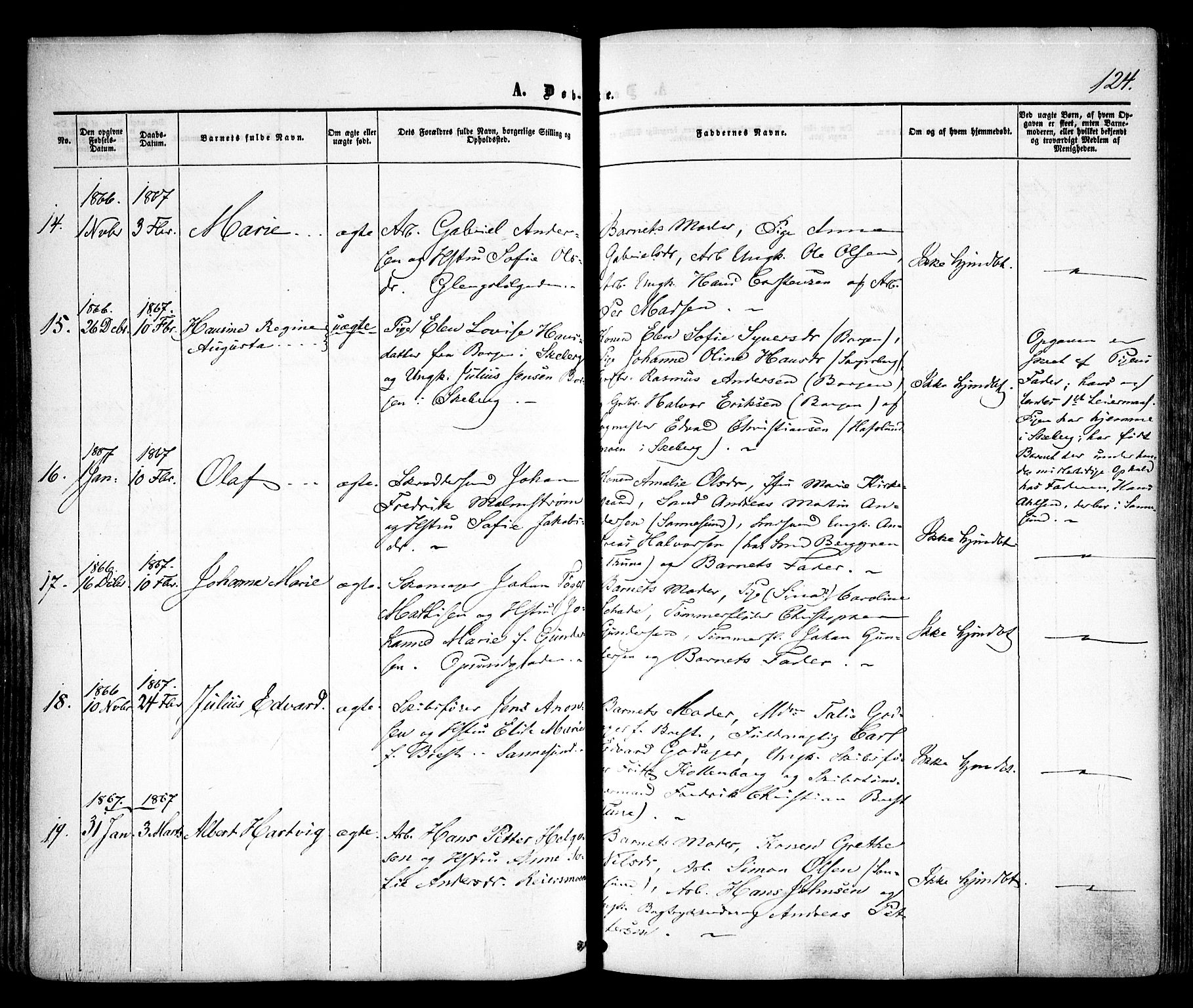 Sarpsborg prestekontor Kirkebøker, AV/SAO-A-2006/F/Fa/L0001: Parish register (official) no. 1, 1859-1868, p. 124