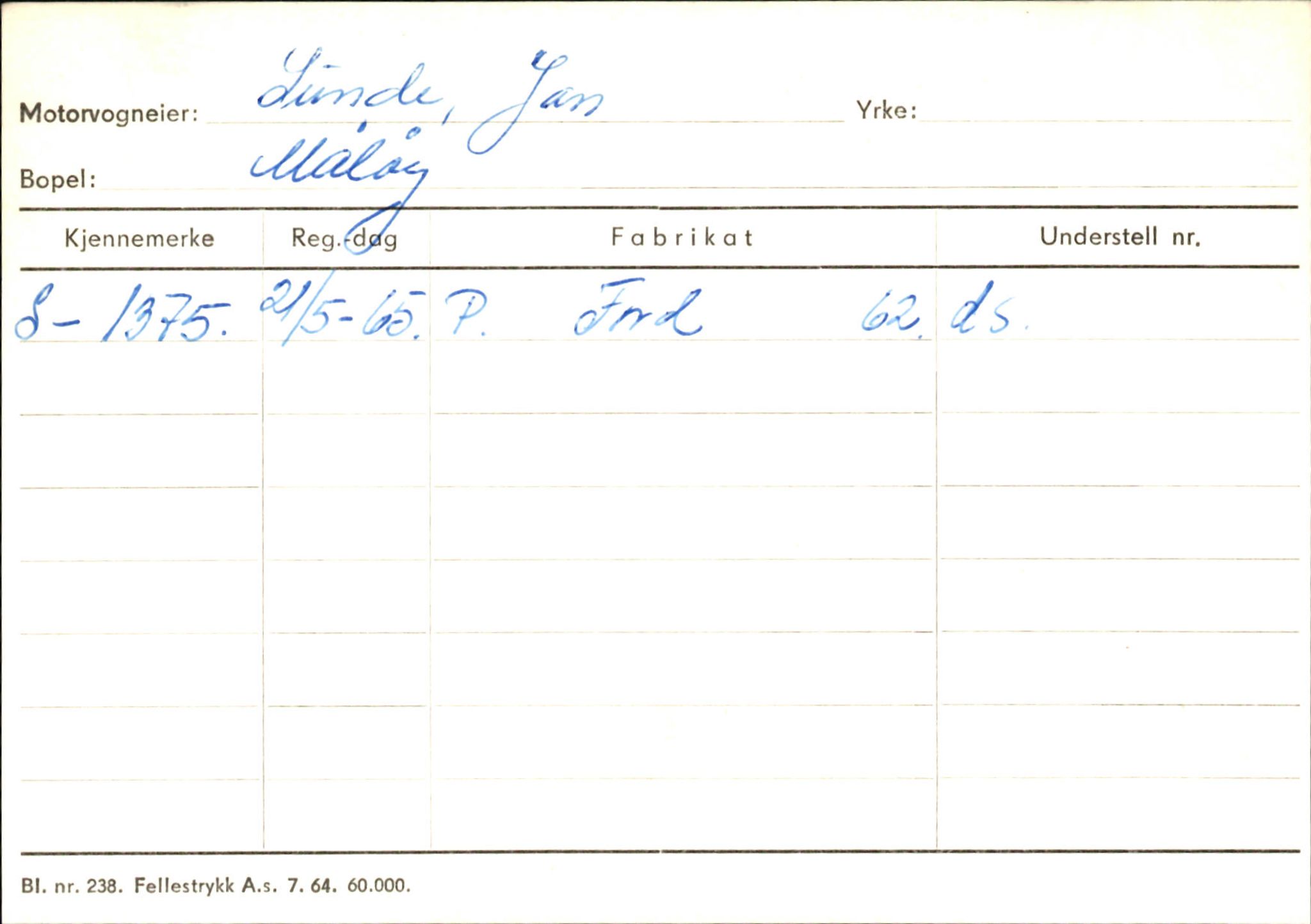 Statens vegvesen, Sogn og Fjordane vegkontor, AV/SAB-A-5301/4/F/L0145: Registerkort Vågsøy S-Å. Årdal I-P, 1945-1975, p. 298