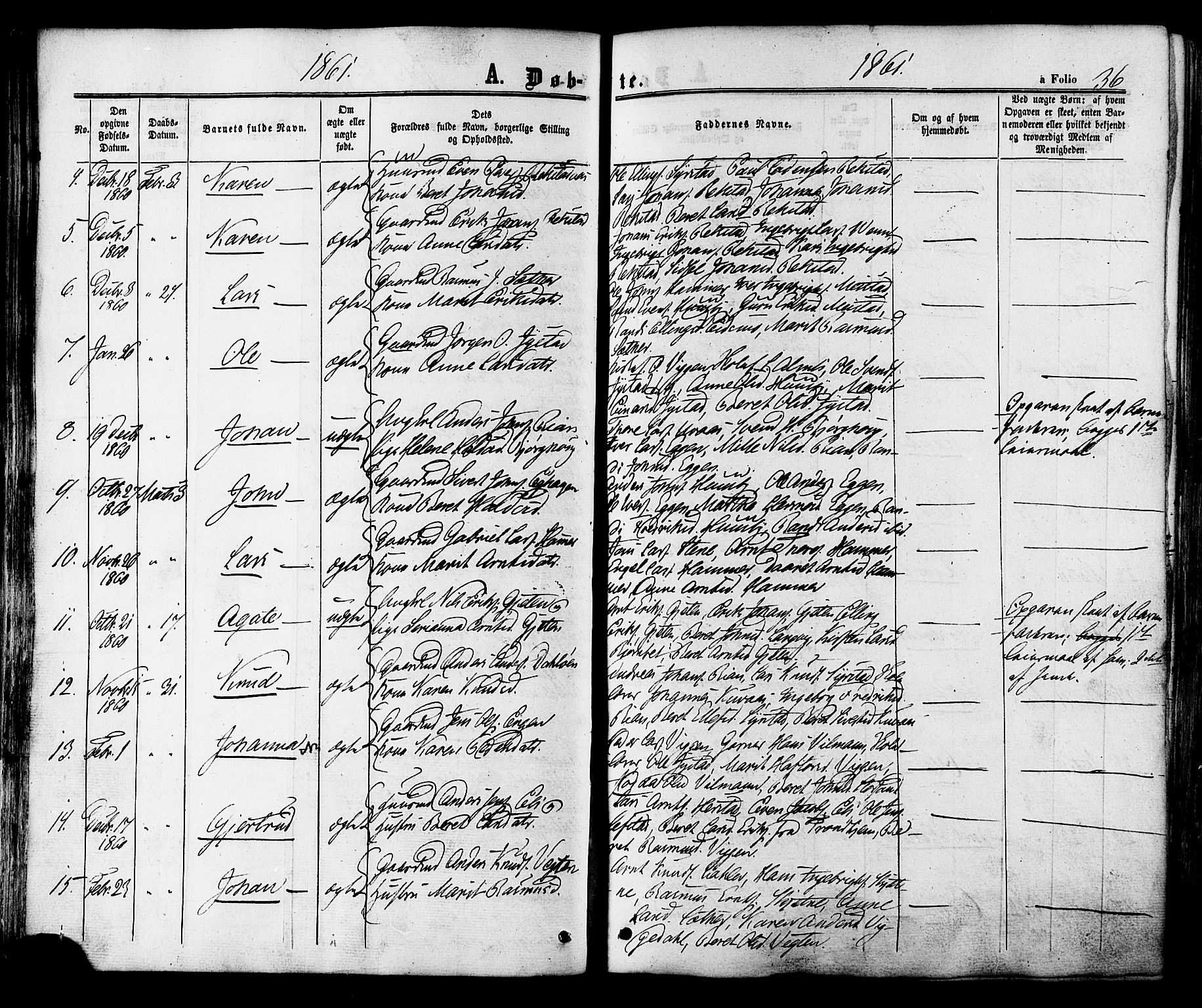 Ministerialprotokoller, klokkerbøker og fødselsregistre - Sør-Trøndelag, SAT/A-1456/665/L0772: Parish register (official) no. 665A07, 1856-1878, p. 36