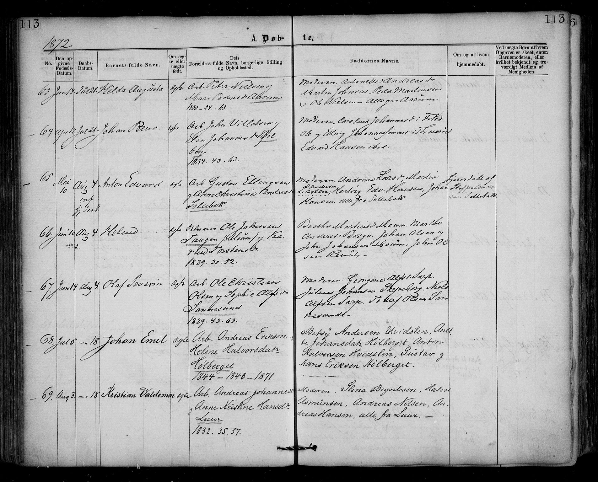 Borge prestekontor Kirkebøker, SAO/A-10903/F/Fa/L0006: Parish register (official) no. I 6, 1861-1874, p. 113