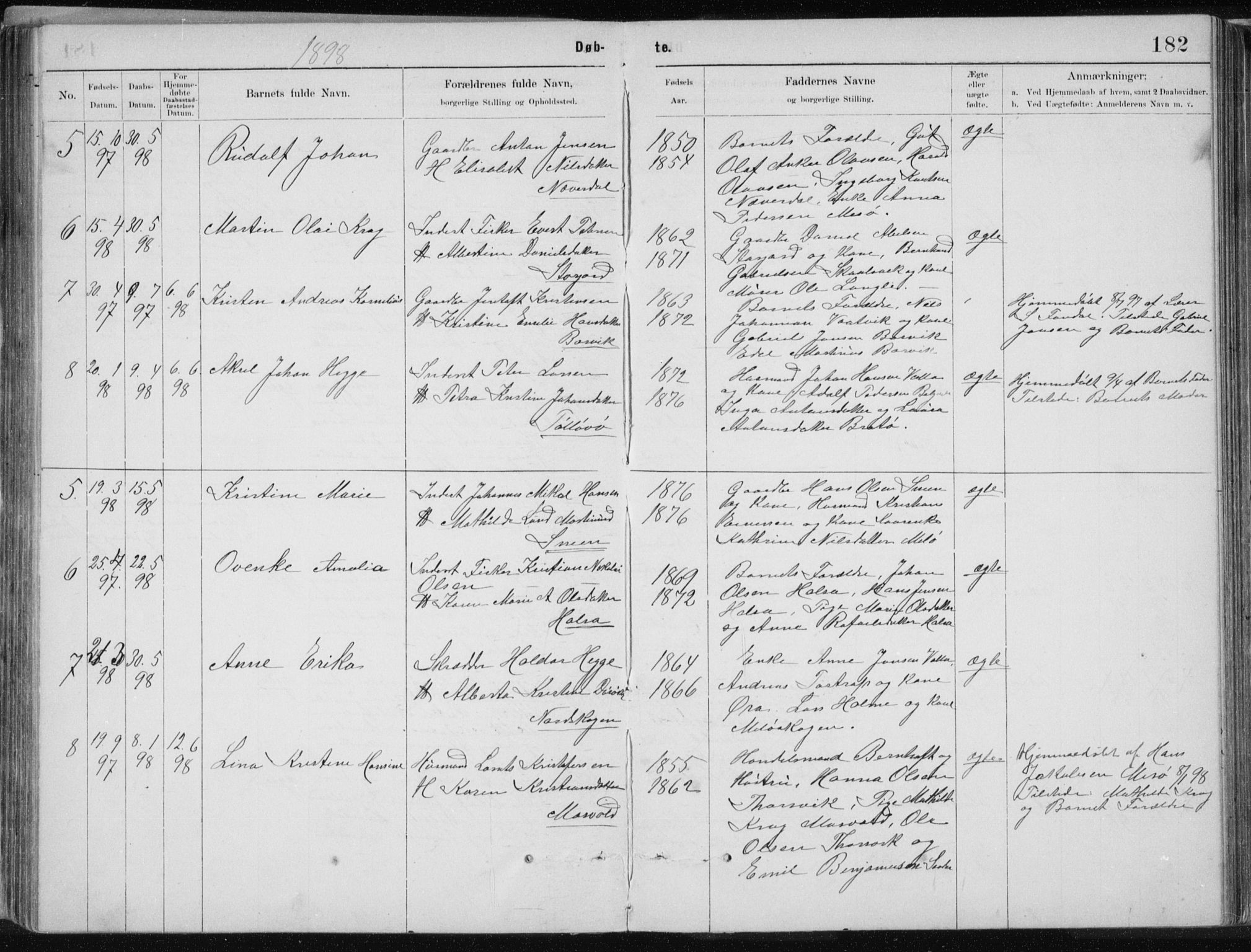Ministerialprotokoller, klokkerbøker og fødselsregistre - Nordland, SAT/A-1459/843/L0636: Parish register (copy) no. 843C05, 1884-1909, p. 182