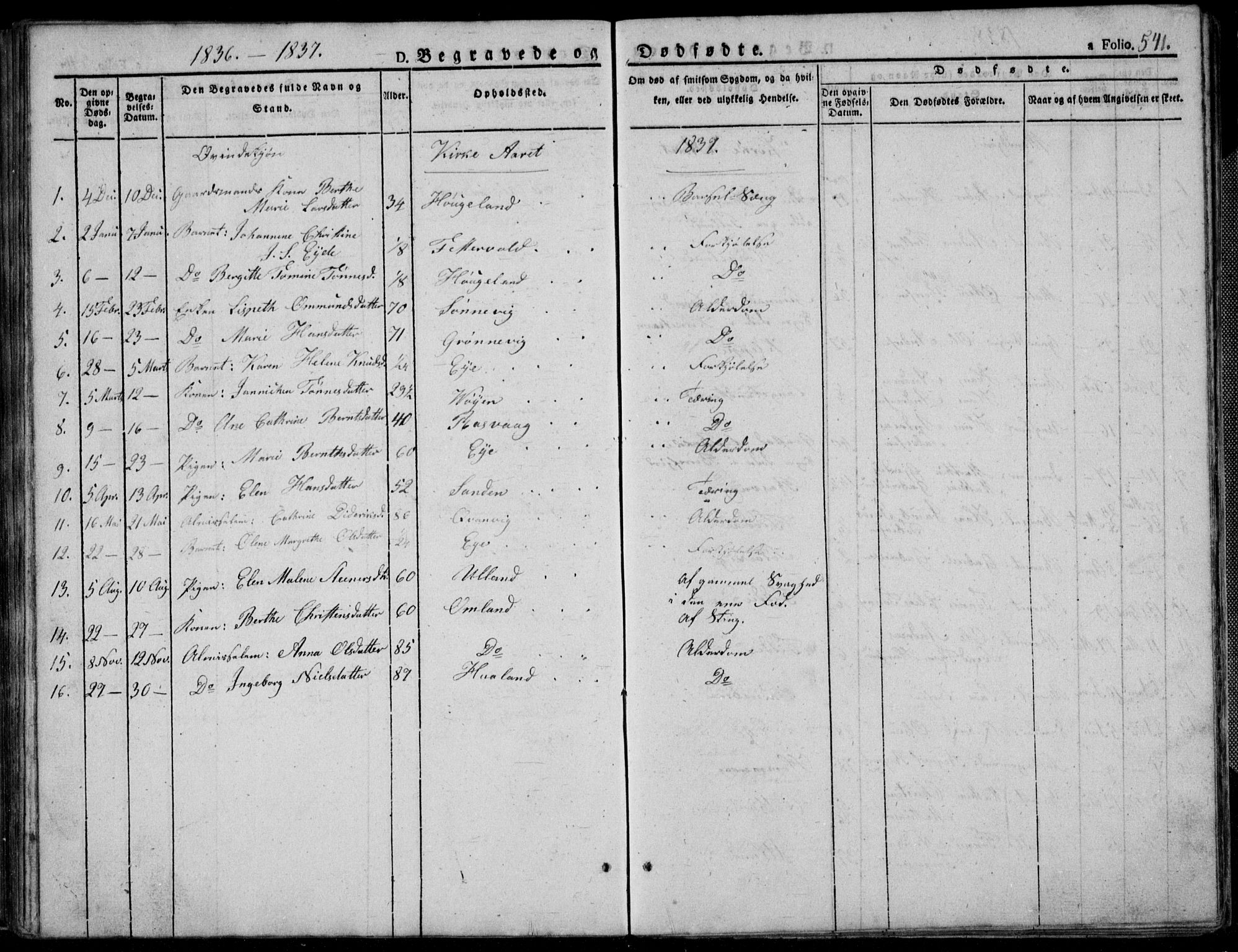 Flekkefjord sokneprestkontor, SAK/1111-0012/F/Fb/Fbb/L0002: Parish register (copy) no. B 2b, 1831-1866, p. 541