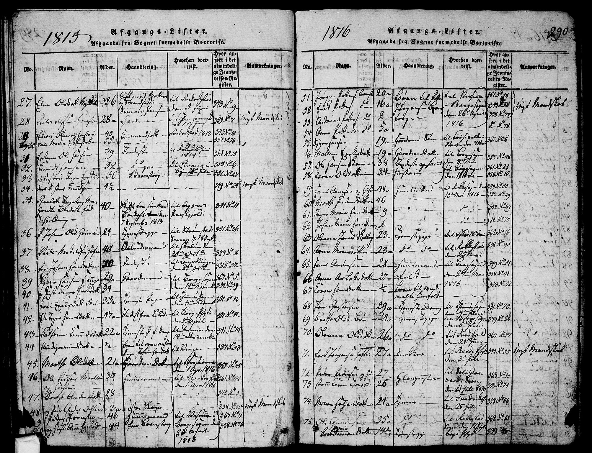 Skjeberg prestekontor Kirkebøker, SAO/A-10923/G/Ga/L0001: Parish register (copy) no. I 1, 1815-1830, p. 290