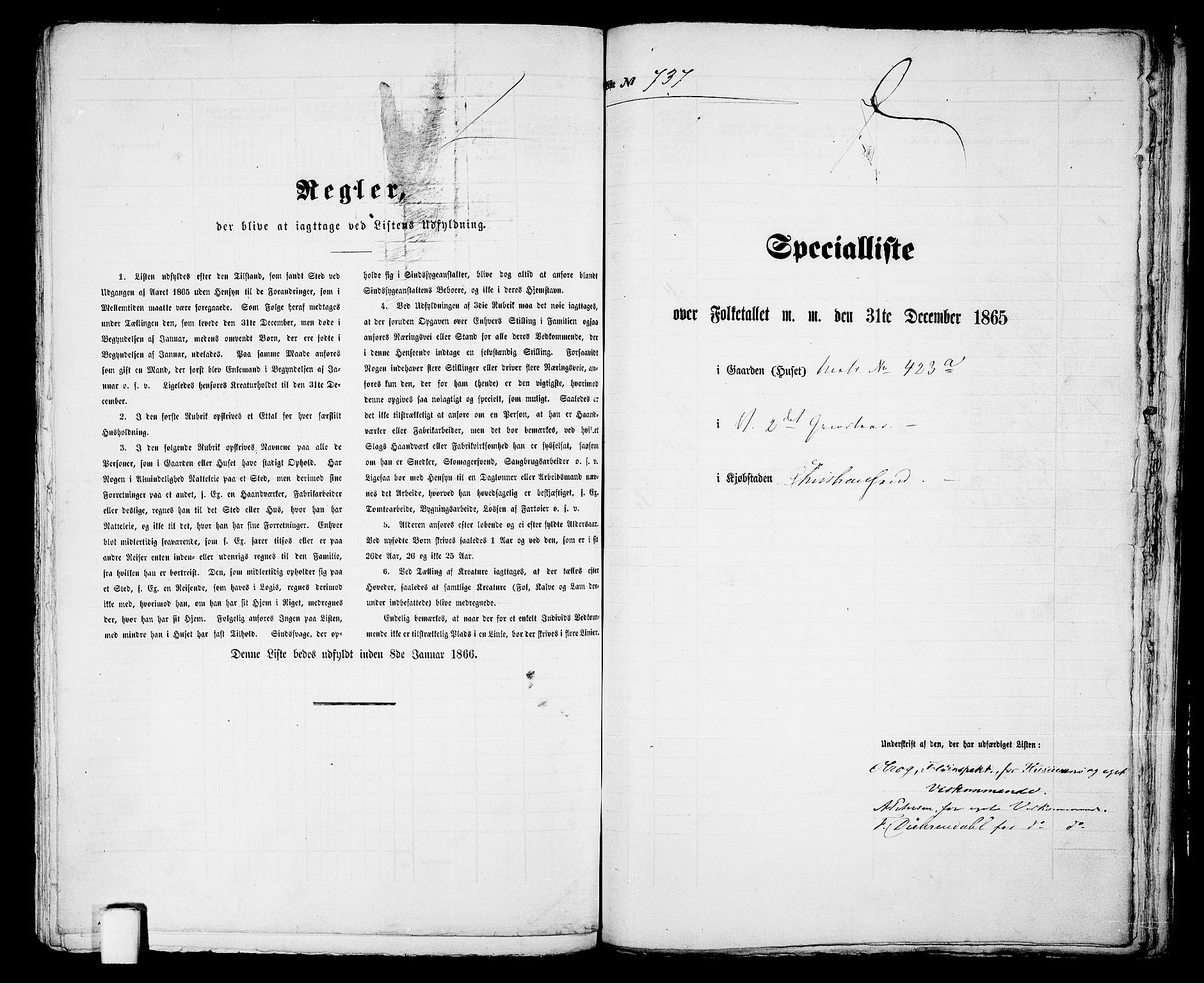 RA, 1865 census for Kristiansand, 1865, p. 1509