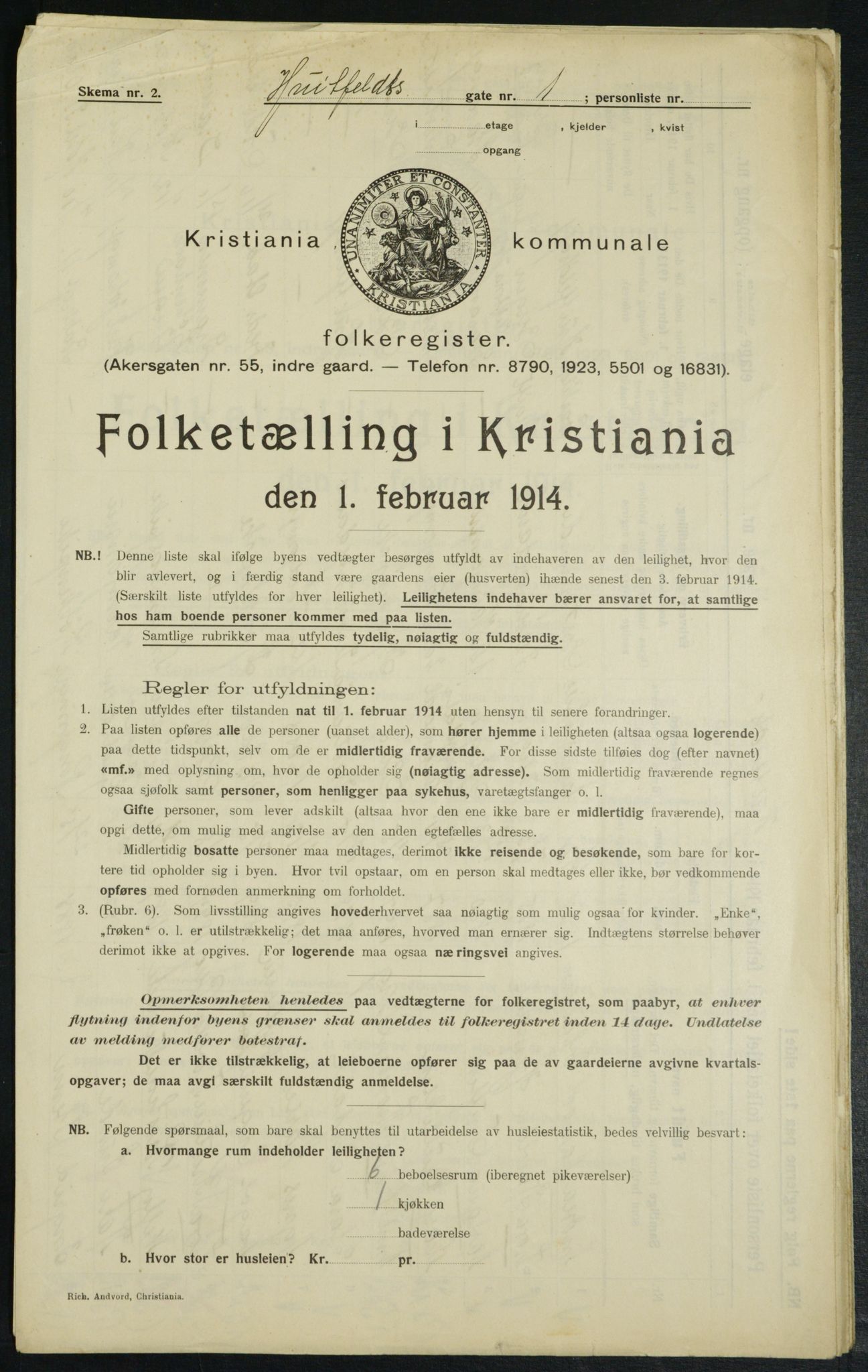 OBA, Municipal Census 1914 for Kristiania, 1914, p. 41605