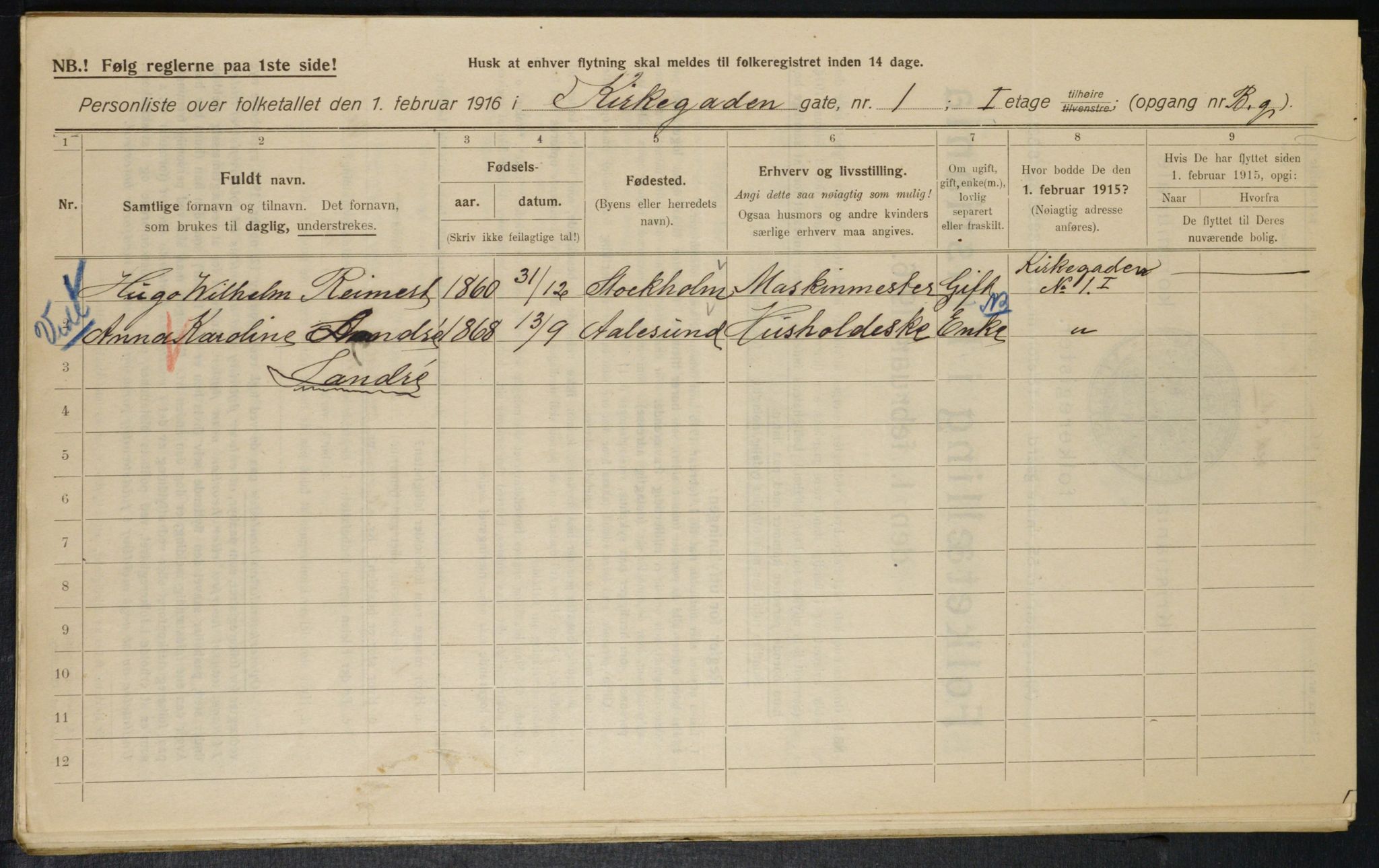 OBA, Municipal Census 1916 for Kristiania, 1916, p. 50835