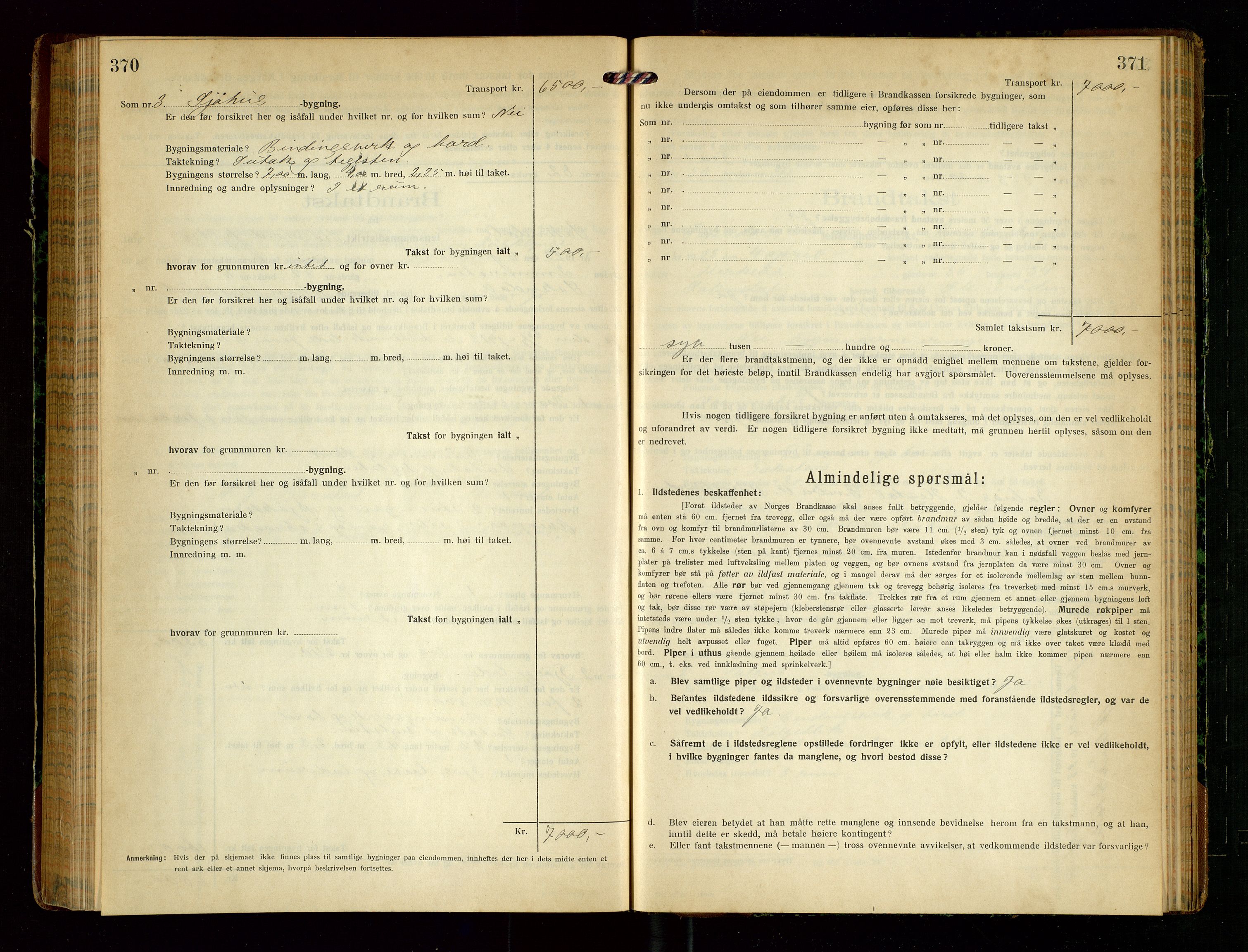 Sokndal lensmannskontor, AV/SAST-A-100417/Gob/L0005: "Brandtakst-Protokol", 1920-1924, p. 370-371