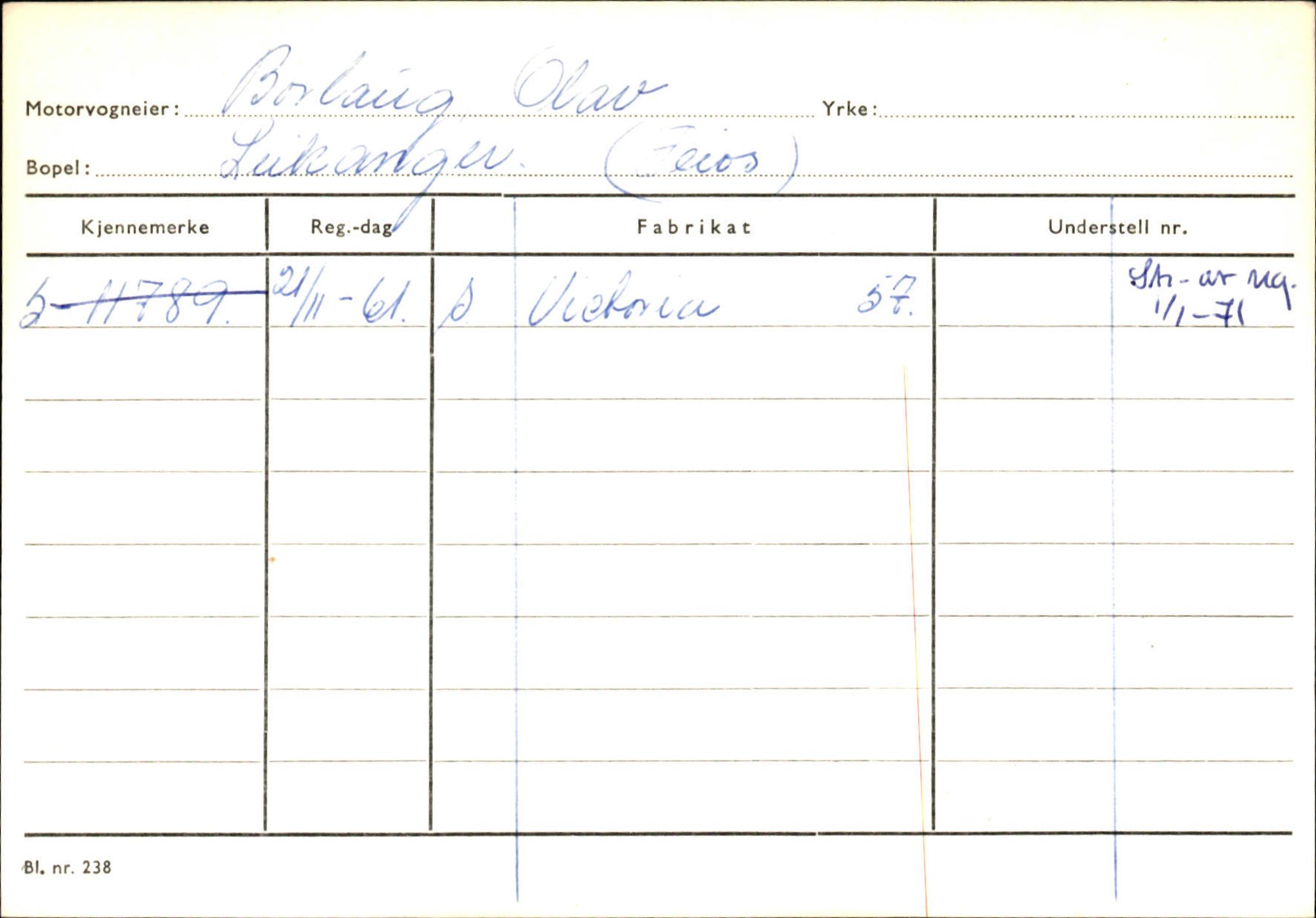 Statens vegvesen, Sogn og Fjordane vegkontor, SAB/A-5301/4/F/L0126: Eigarregister Fjaler M-Å. Leikanger A-Å, 1945-1975, p. 892