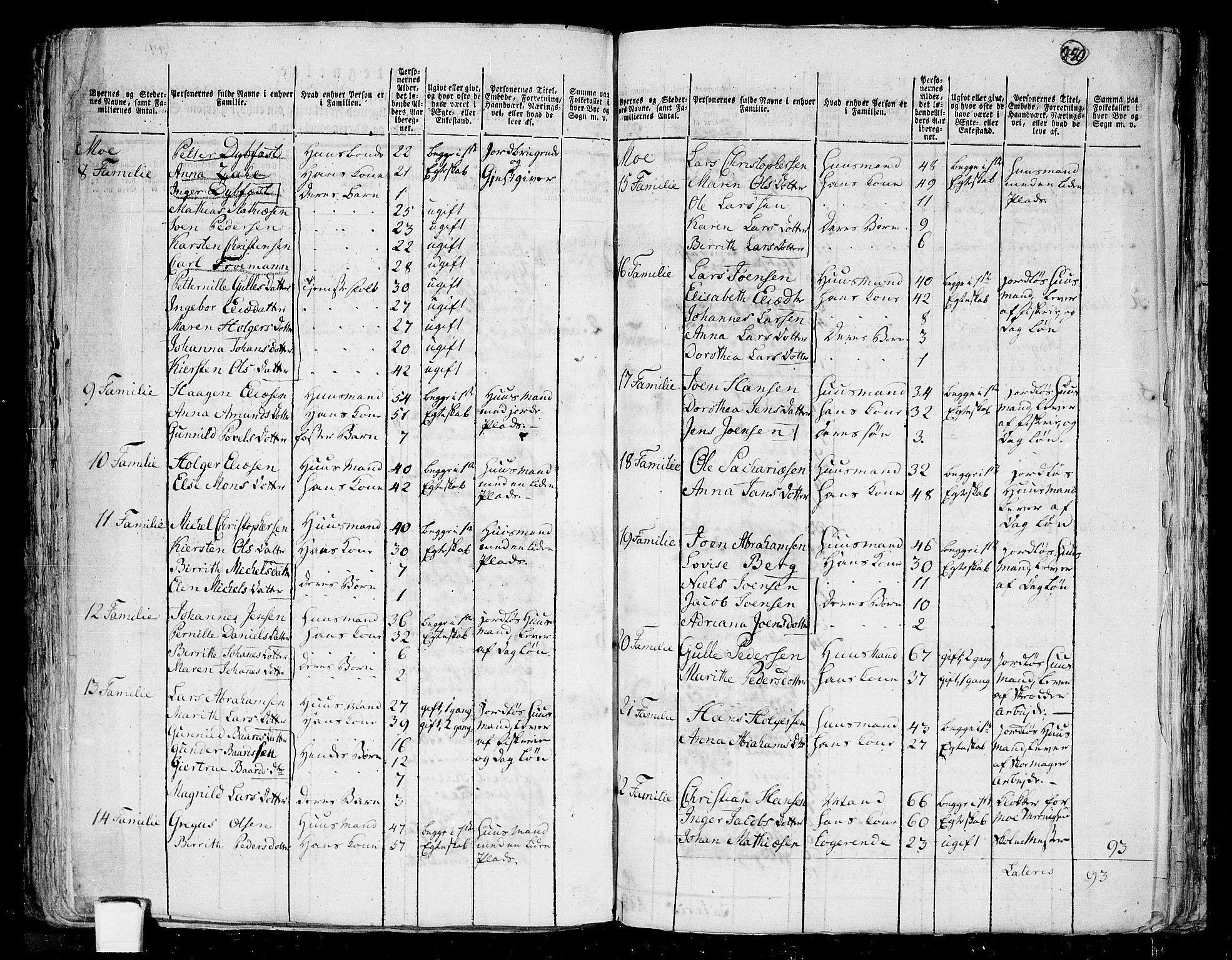 RA, 1801 census for 1833P Rana, 1801, p. 249b-250a