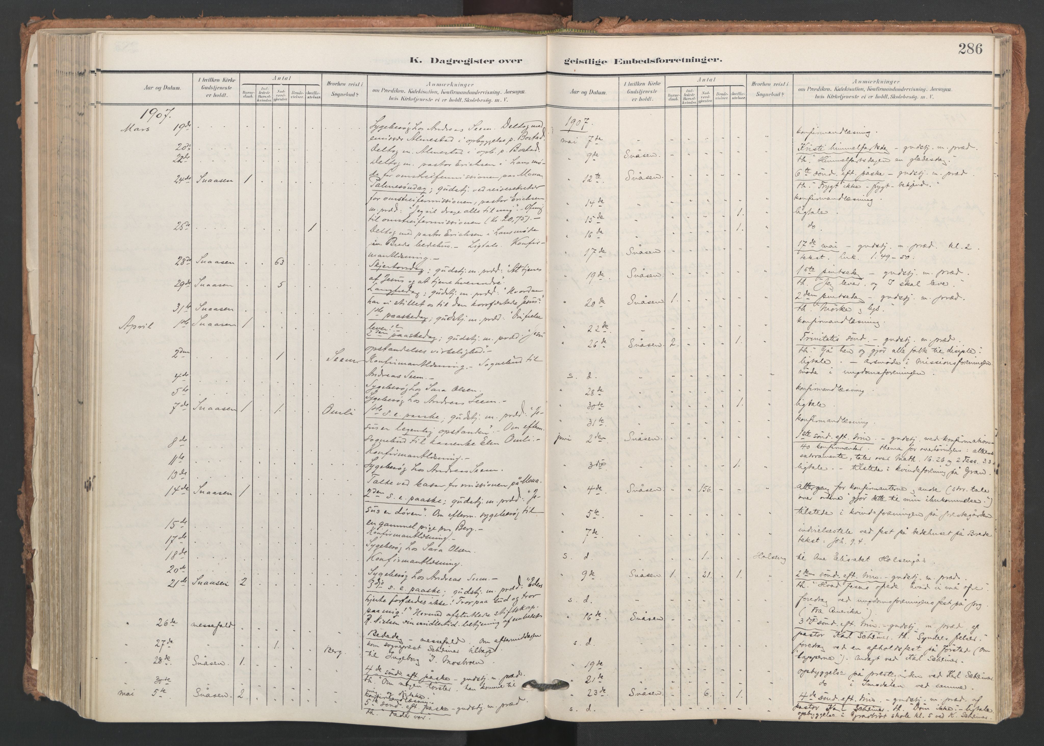 Ministerialprotokoller, klokkerbøker og fødselsregistre - Nord-Trøndelag, AV/SAT-A-1458/749/L0477: Parish register (official) no. 749A11, 1902-1927, p. 286