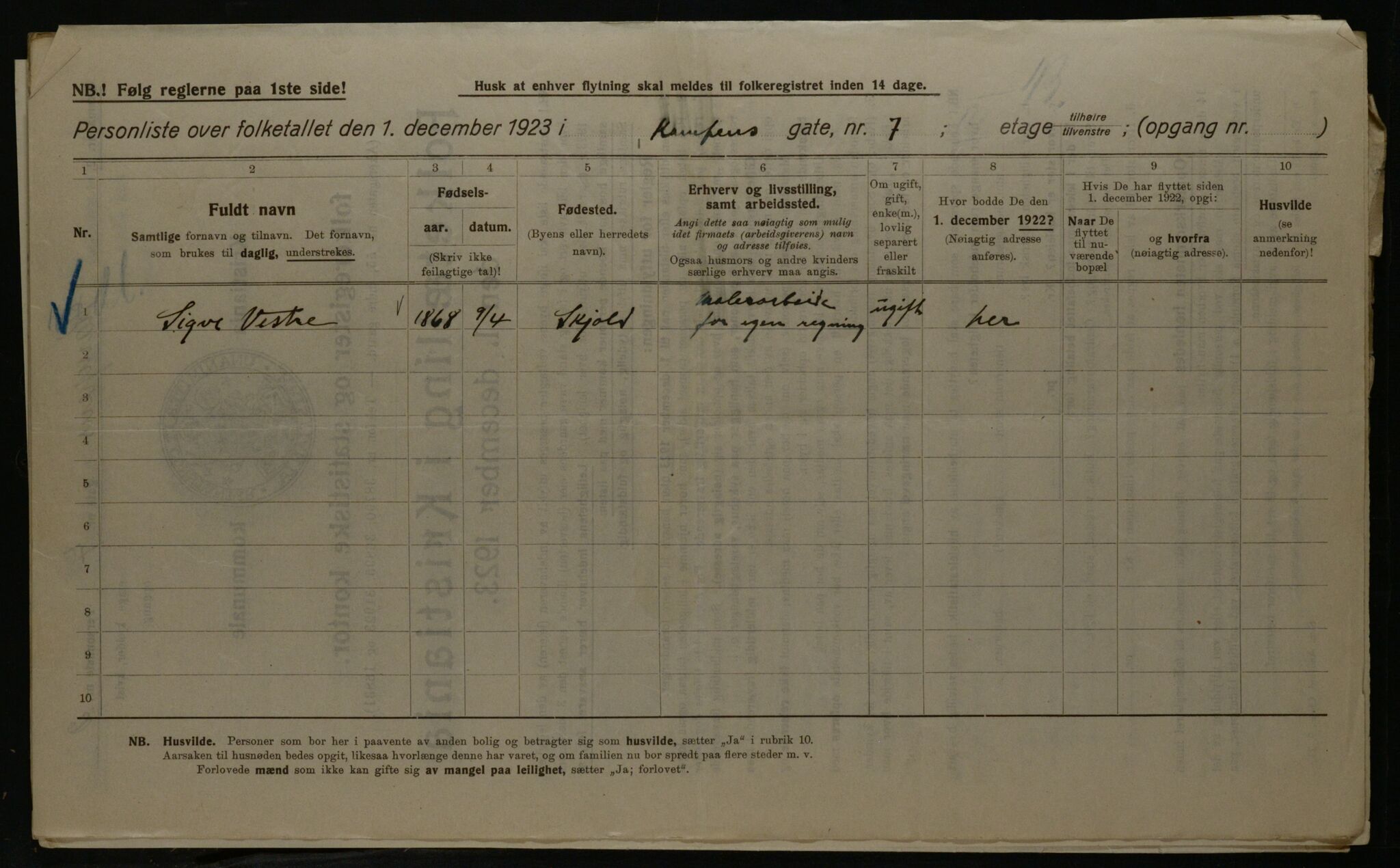 OBA, Municipal Census 1923 for Kristiania, 1923, p. 53624