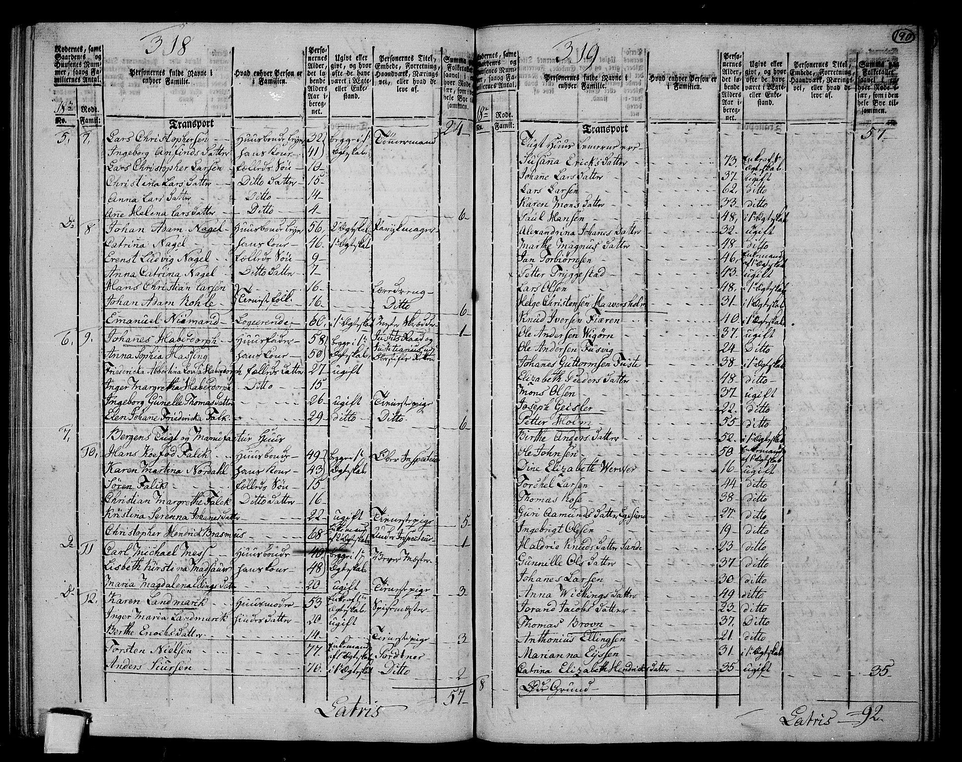 RA, 1801 census for 1301 Bergen, 1801, p. 189b-190a