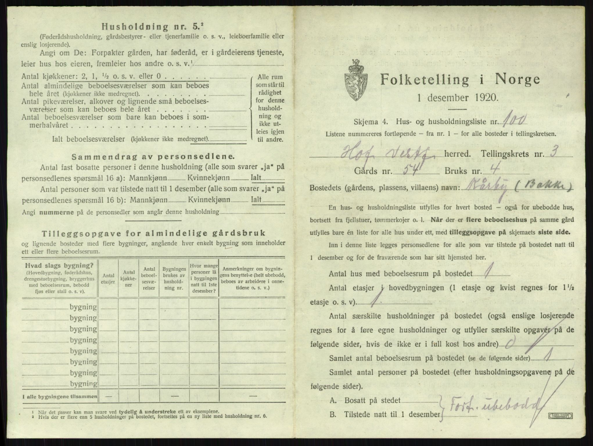 SAKO, 1920 census for Hof, 1920, p. 740