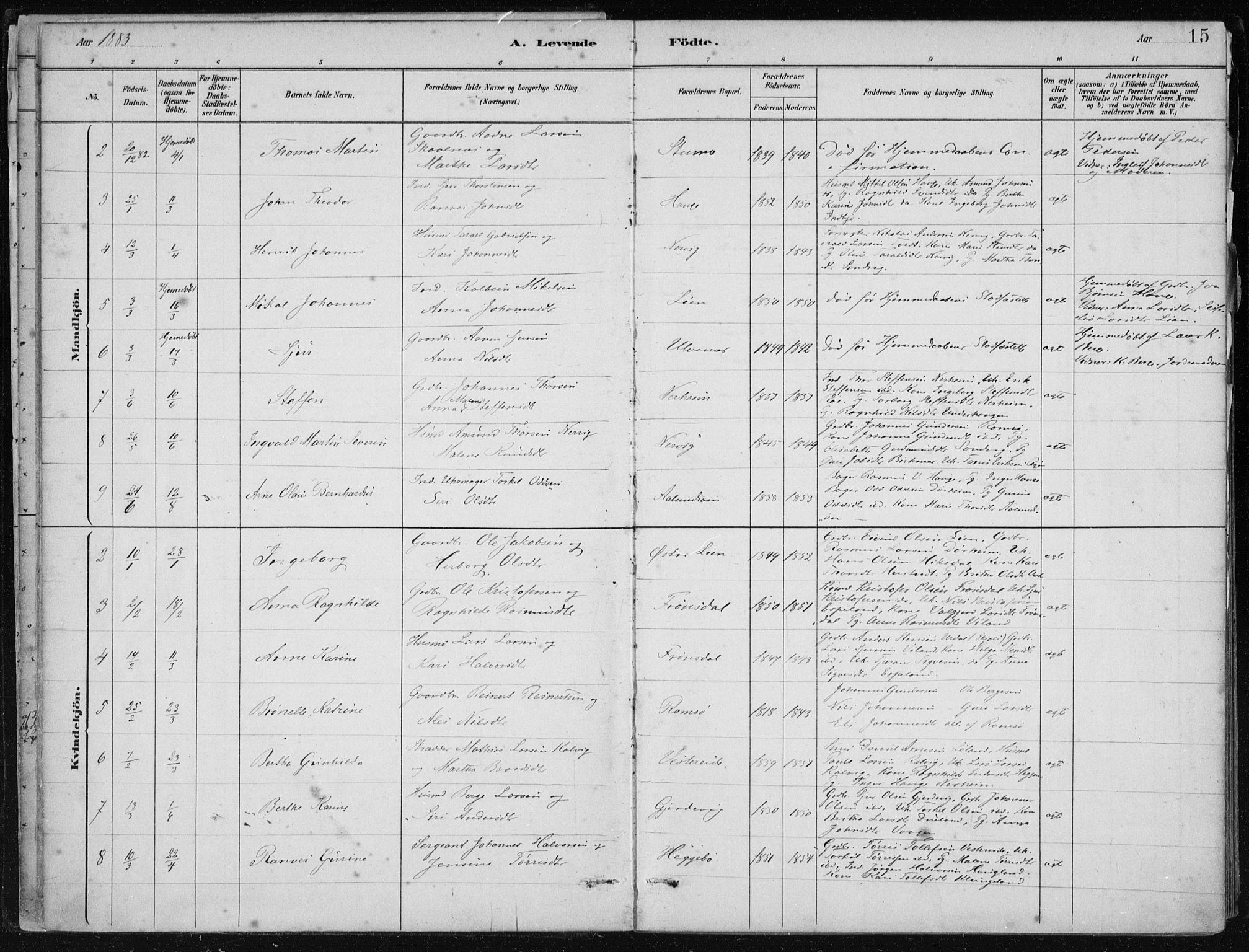 Fjelberg sokneprestembete, AV/SAB-A-75201/H/Haa: Parish register (official) no. D 1, 1879-1918, p. 15