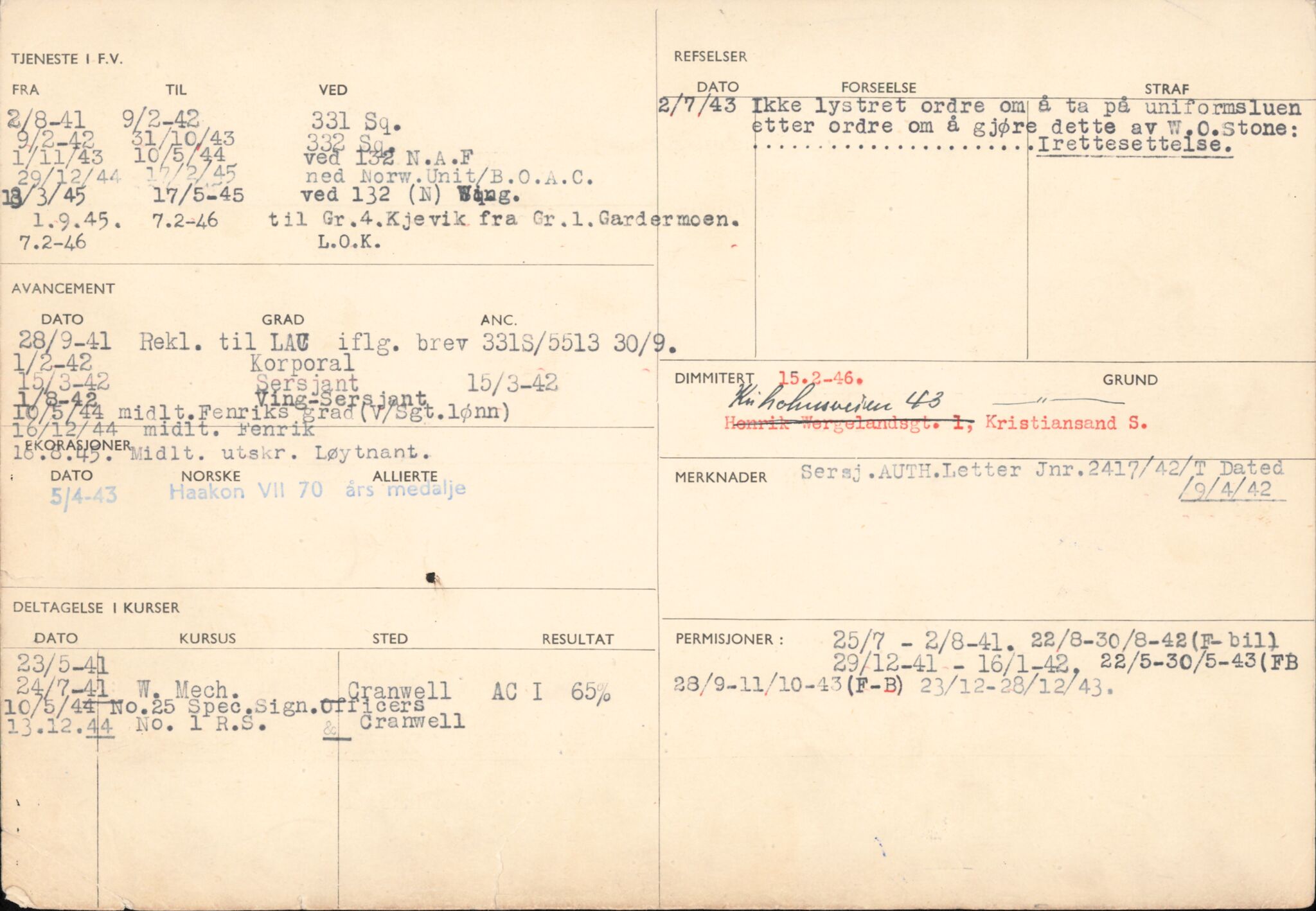 Forsvaret, Forsvarets overkommando/Luftforsvarsstaben, AV/RA-RAFA-4079/P/Pa/L0052: Personellpapirer, 1917, p. 197