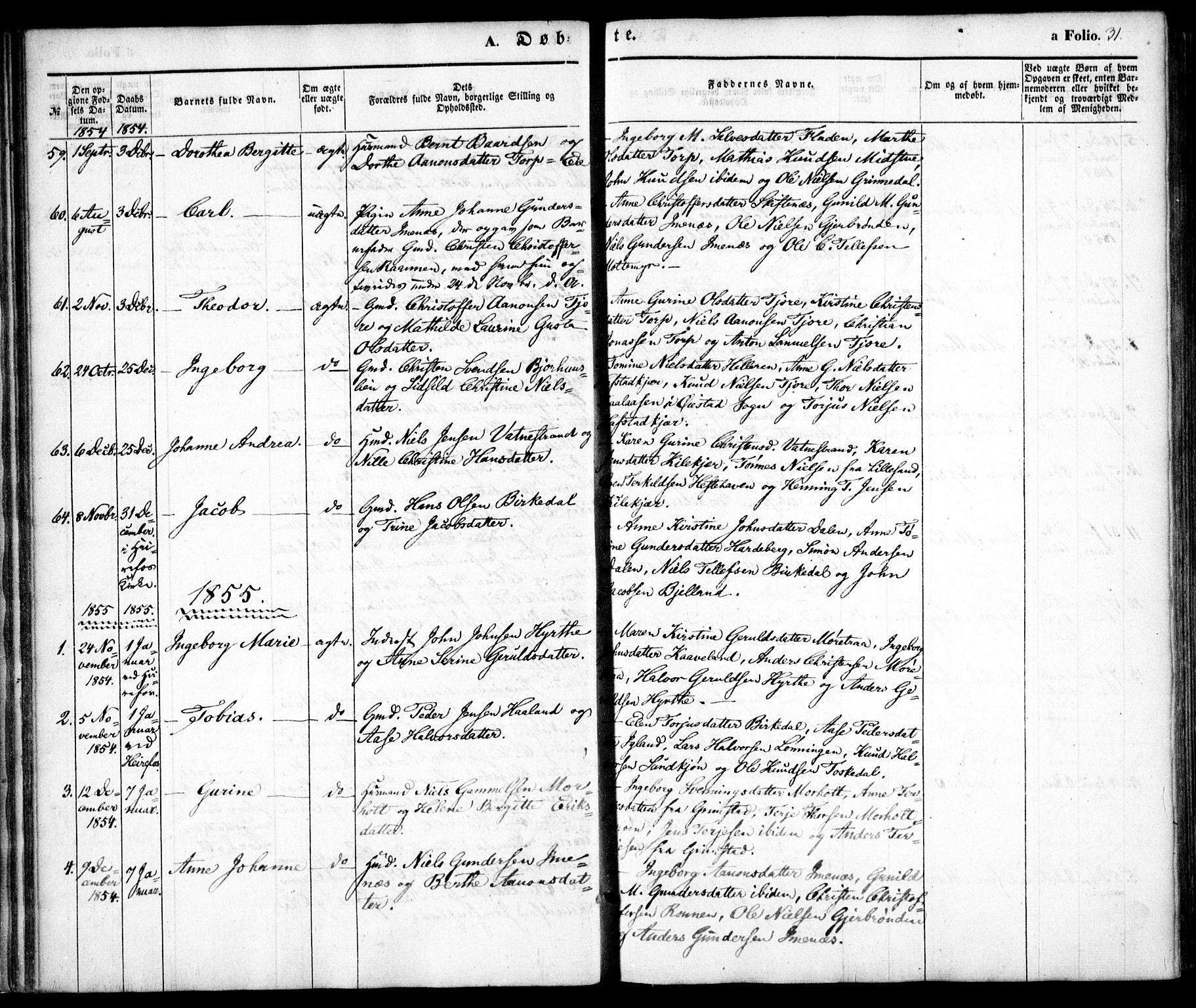 Hommedal sokneprestkontor, AV/SAK-1111-0023/F/Fa/Fab/L0004: Parish register (official) no. A 4, 1848-1860, p. 31