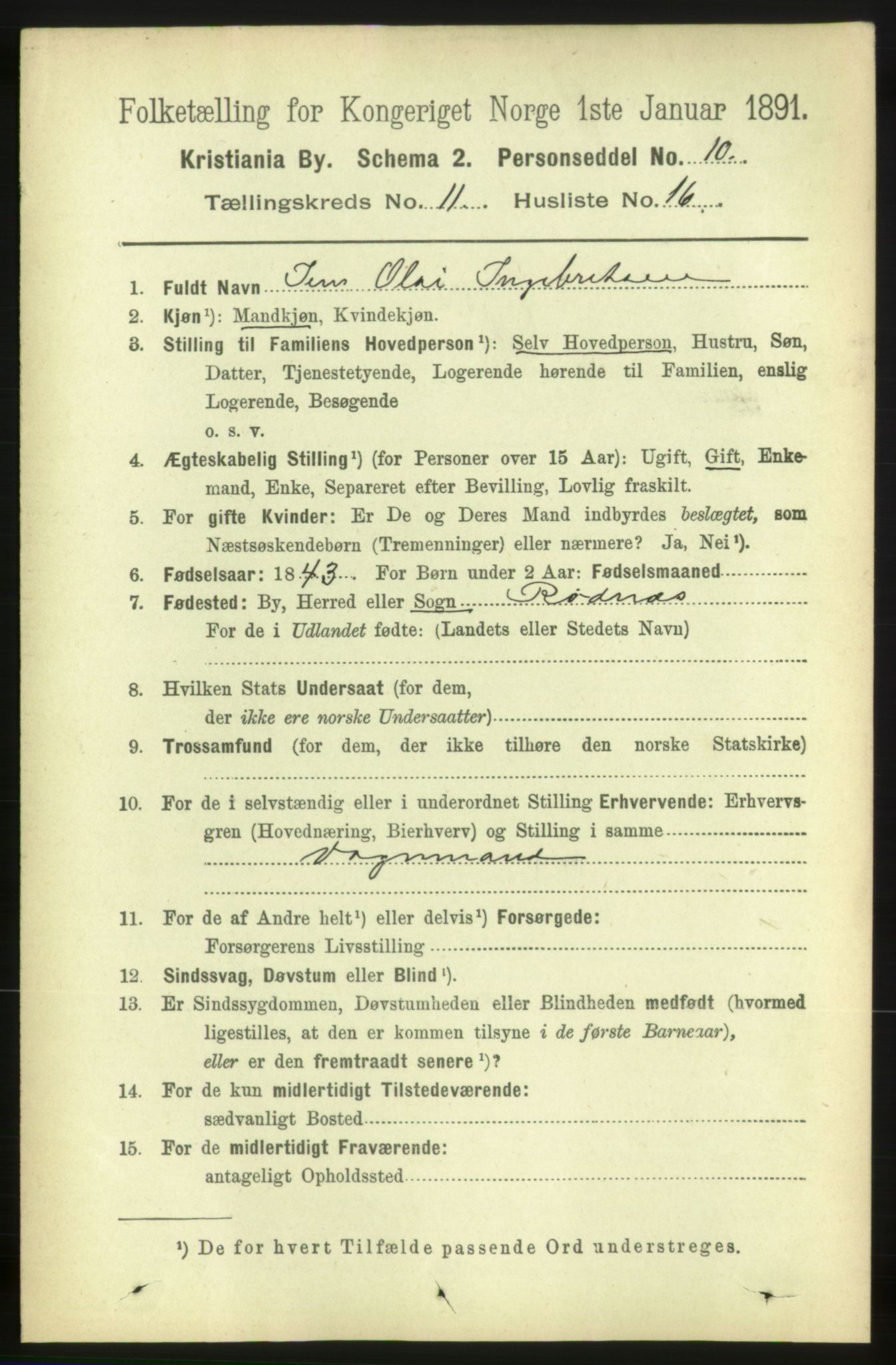 RA, 1891 census for 0301 Kristiania, 1891, p. 5119