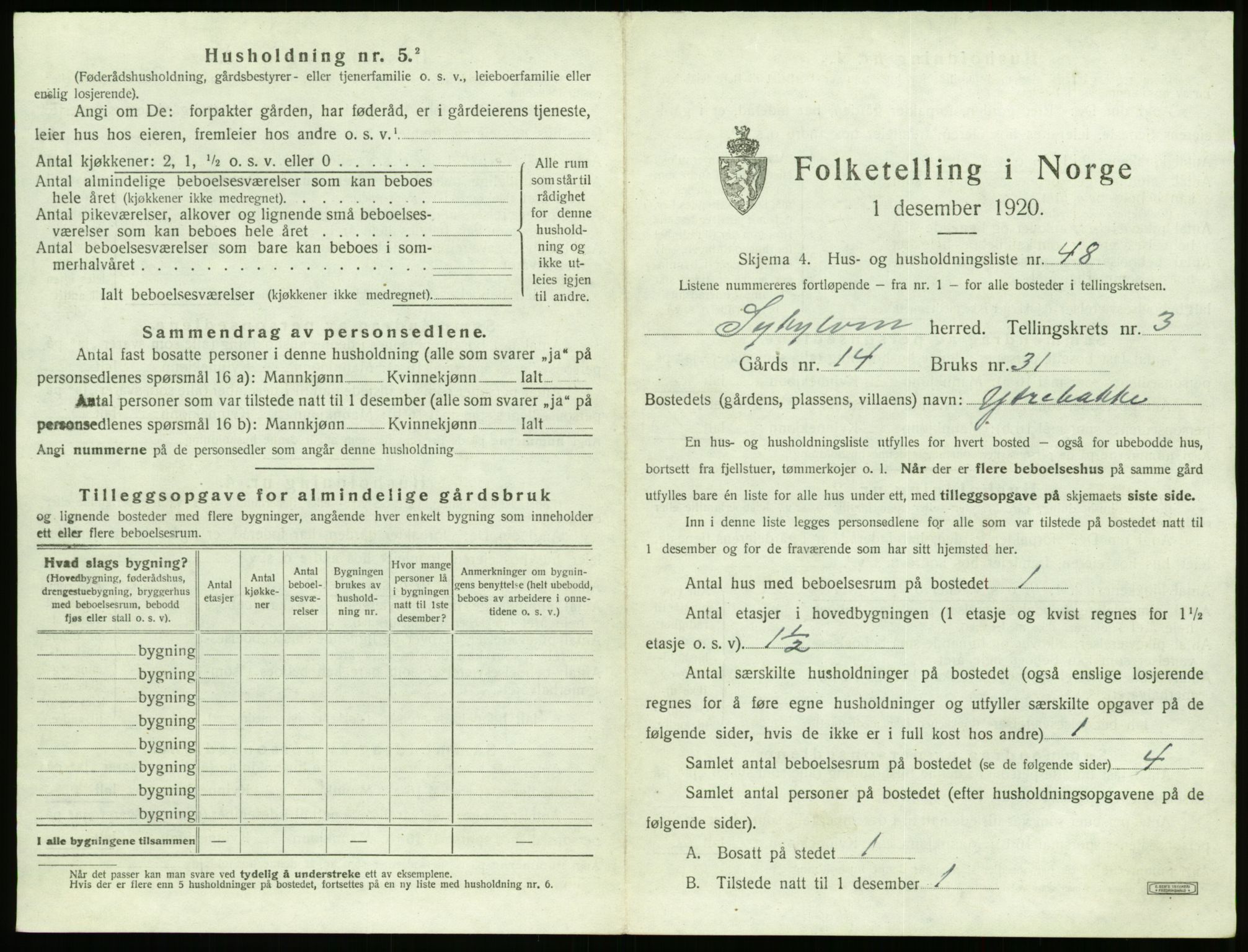 SAT, 1920 census for Sykkylven, 1920, p. 341