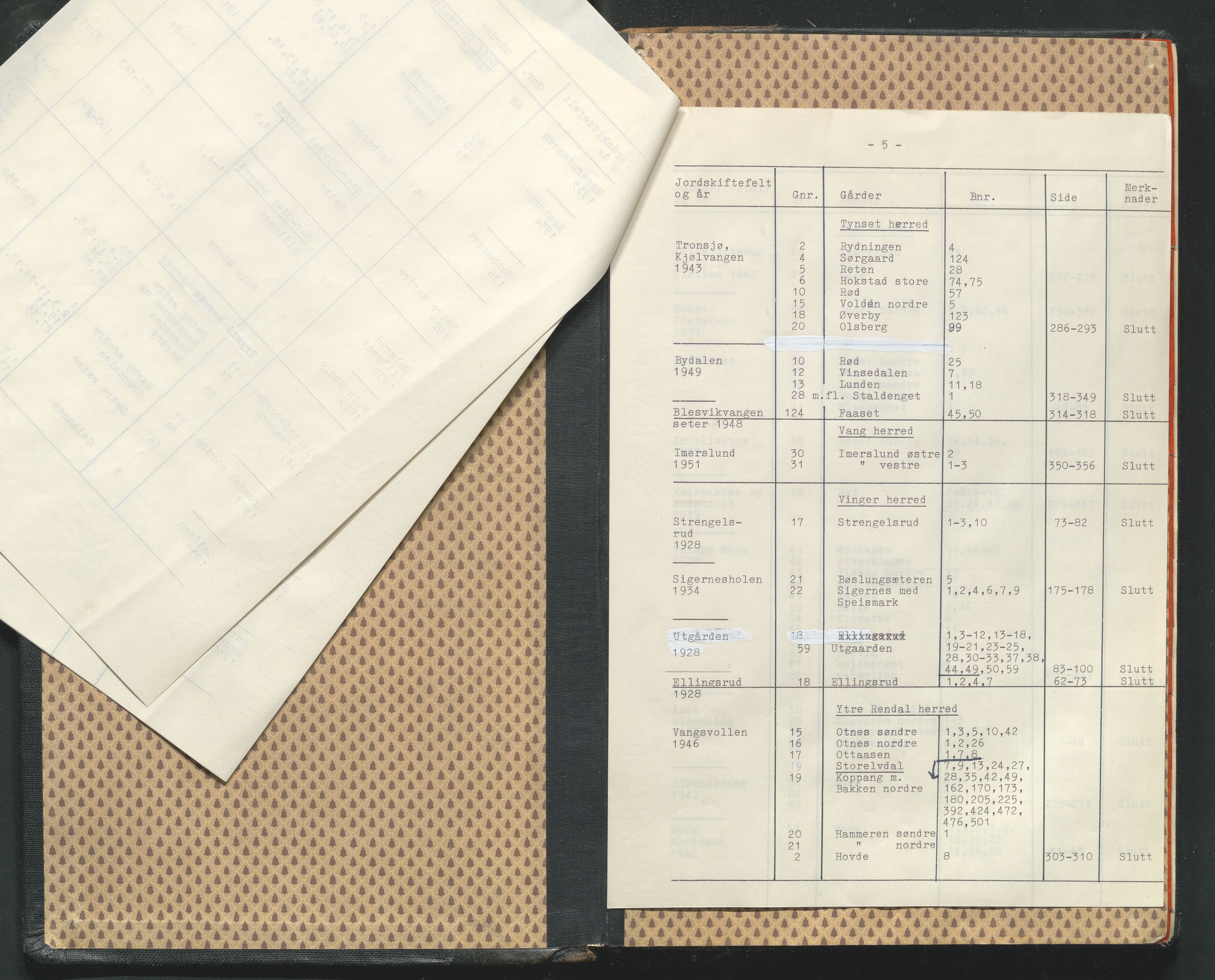 Hedmark og Østerdal jordskifterett, AV/SAH-JORDSKIFTEH-002/G/Ga/L0009/0002: Rettsbøker / Rettsbok, overutskiftninger - U, 1926-1951