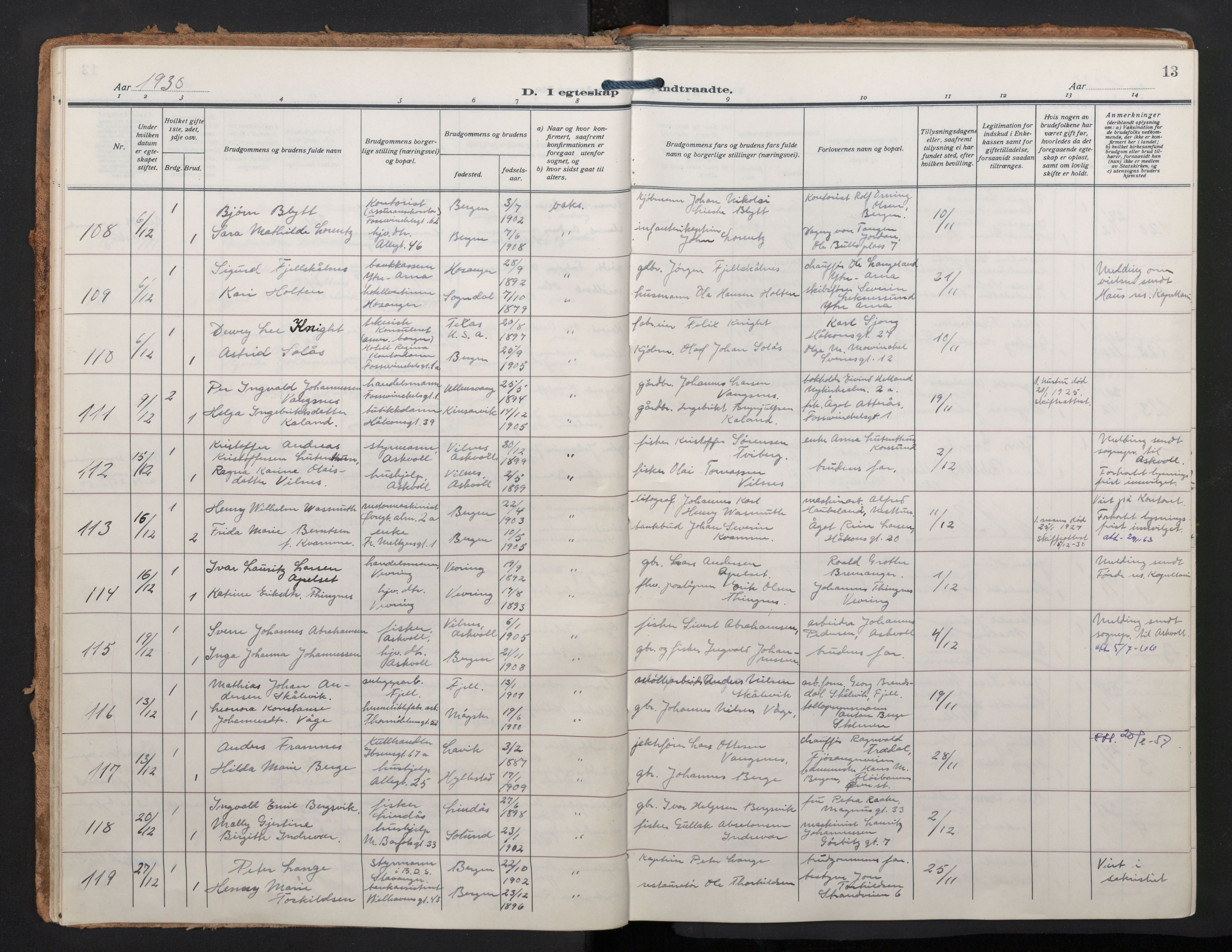 Johanneskirken sokneprestembete, SAB/A-76001/H/Haa/L0014: Parish register (official) no. D 3, 1929-1949, p. 12b-13a