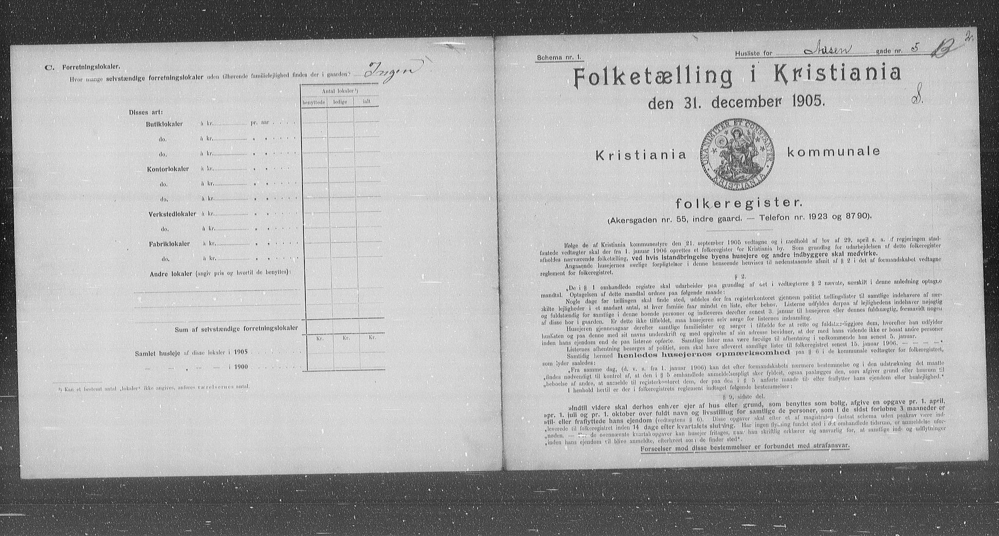 OBA, Municipal Census 1905 for Kristiania, 1905, p. 68895