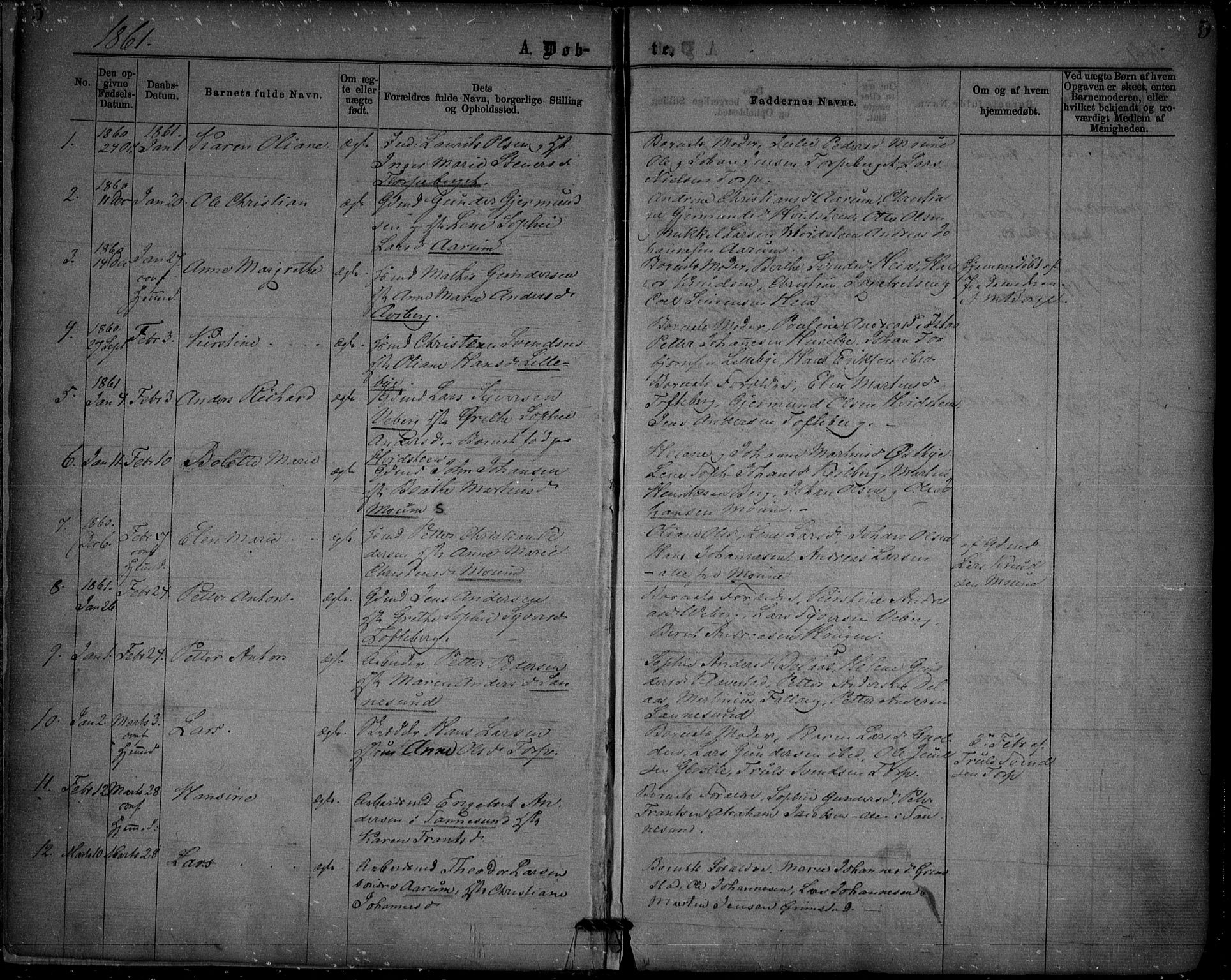 Borge prestekontor Kirkebøker, AV/SAO-A-10903/F/Fa/L0006: Parish register (official) no. I 6, 1861-1874, p. 5