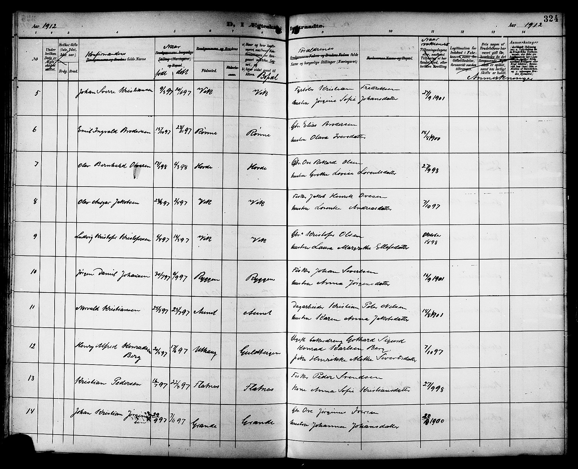 Ministerialprotokoller, klokkerbøker og fødselsregistre - Sør-Trøndelag, SAT/A-1456/659/L0746: Parish register (copy) no. 659C03, 1893-1912, p. 324