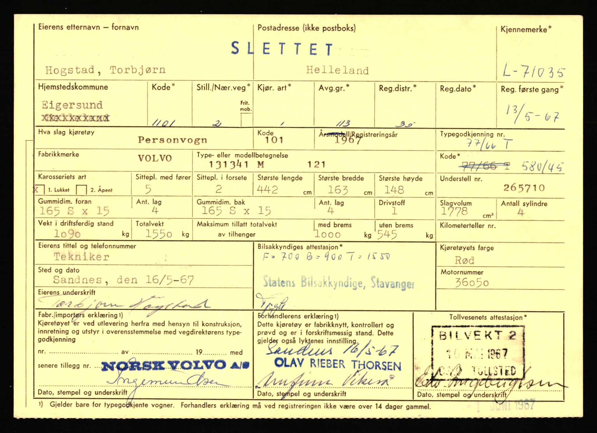 Stavanger trafikkstasjon, AV/SAST-A-101942/0/F/L0066: L-68000 - L-71599, 1930-1971, p. 2037