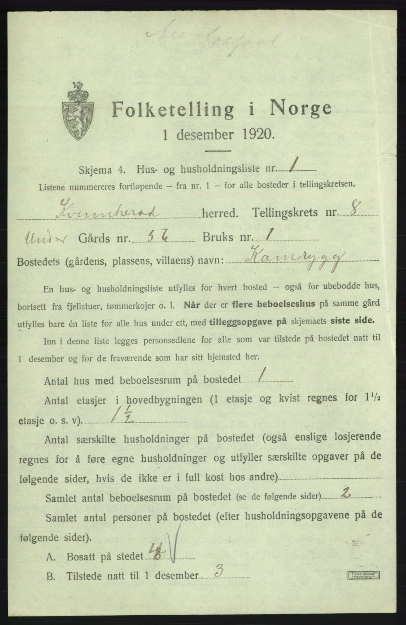 SAB, 1920 census for Kvinnherad, 1920, p. 989