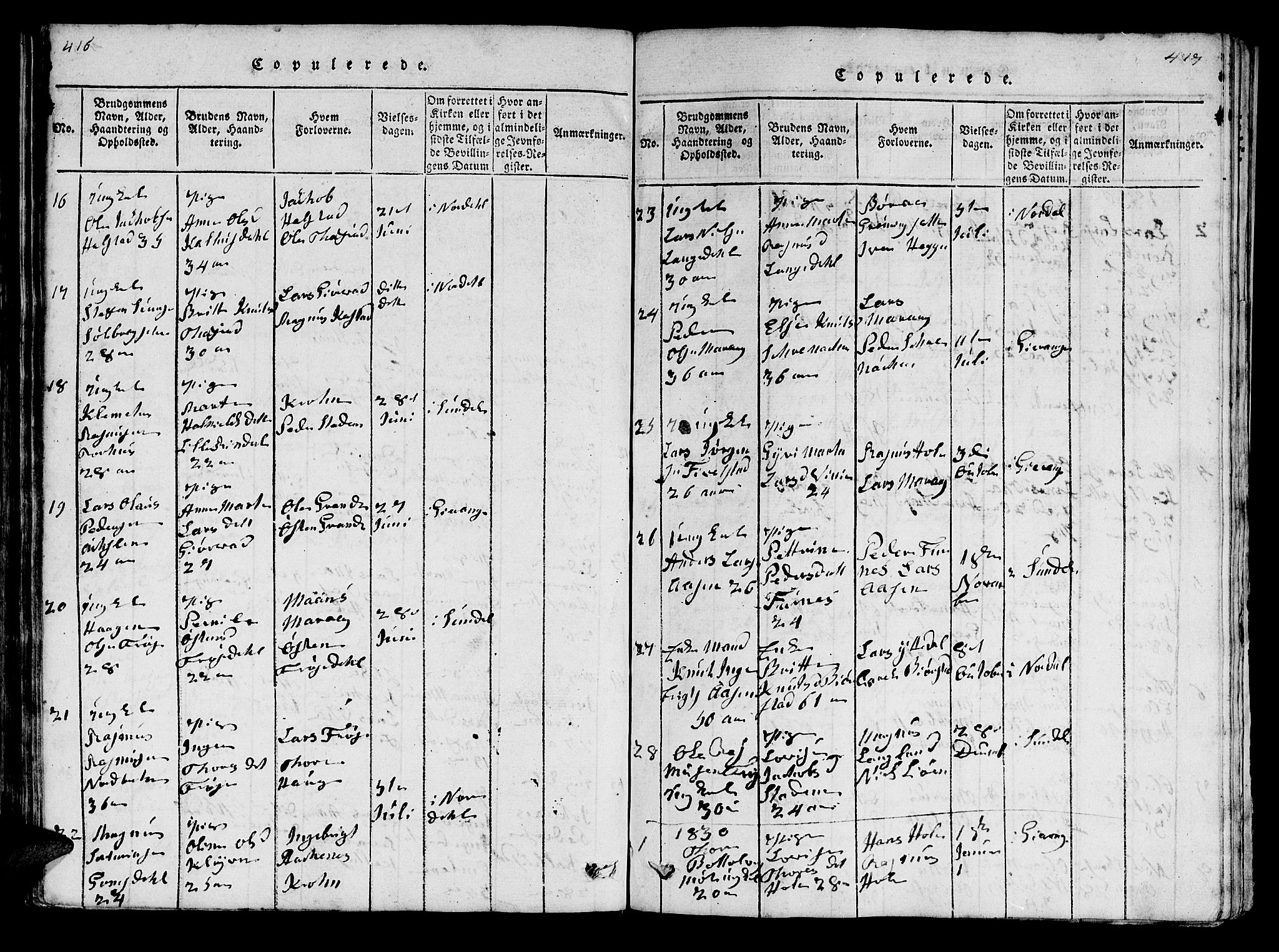 Ministerialprotokoller, klokkerbøker og fødselsregistre - Møre og Romsdal, SAT/A-1454/519/L0246: Parish register (official) no. 519A05, 1817-1834, p. 416-417