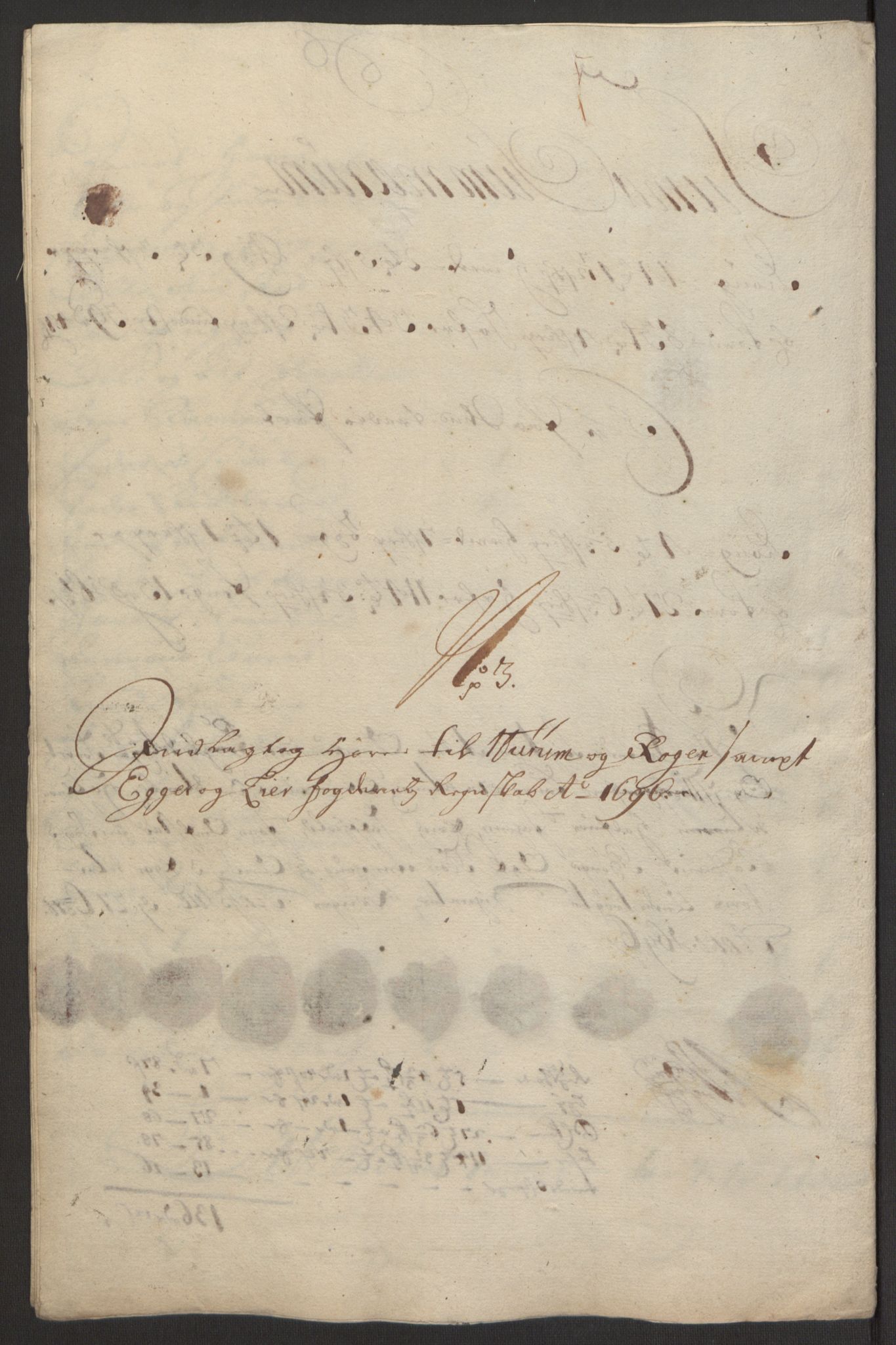 Rentekammeret inntil 1814, Reviderte regnskaper, Fogderegnskap, AV/RA-EA-4092/R30/L1694: Fogderegnskap Hurum, Røyken, Eiker og Lier, 1694-1696, p. 329