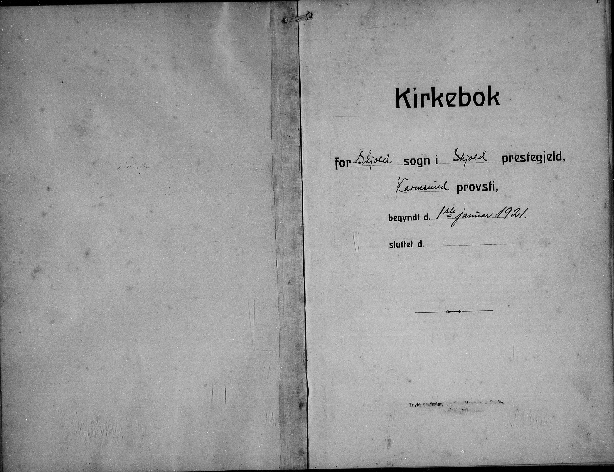Skjold sokneprestkontor, SAST/A-101847/H/Ha/Hab/L0010: Parish register (copy) no. B 10, 1921-1941, p. 1