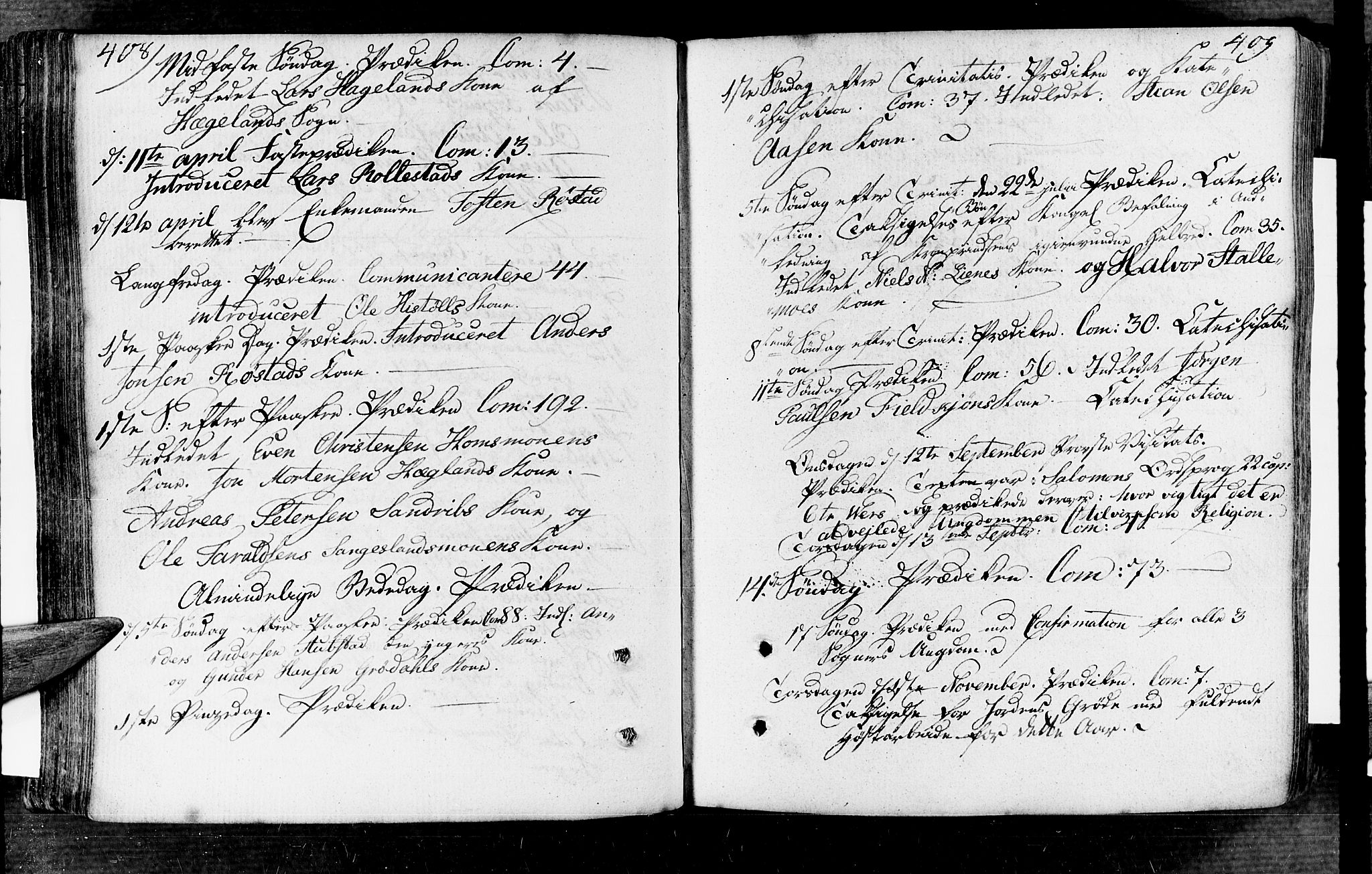 Vennesla sokneprestkontor, SAK/1111-0045/Fa/Fac/L0002: Parish register (official) no. A 2, 1785-1834, p. 408-409