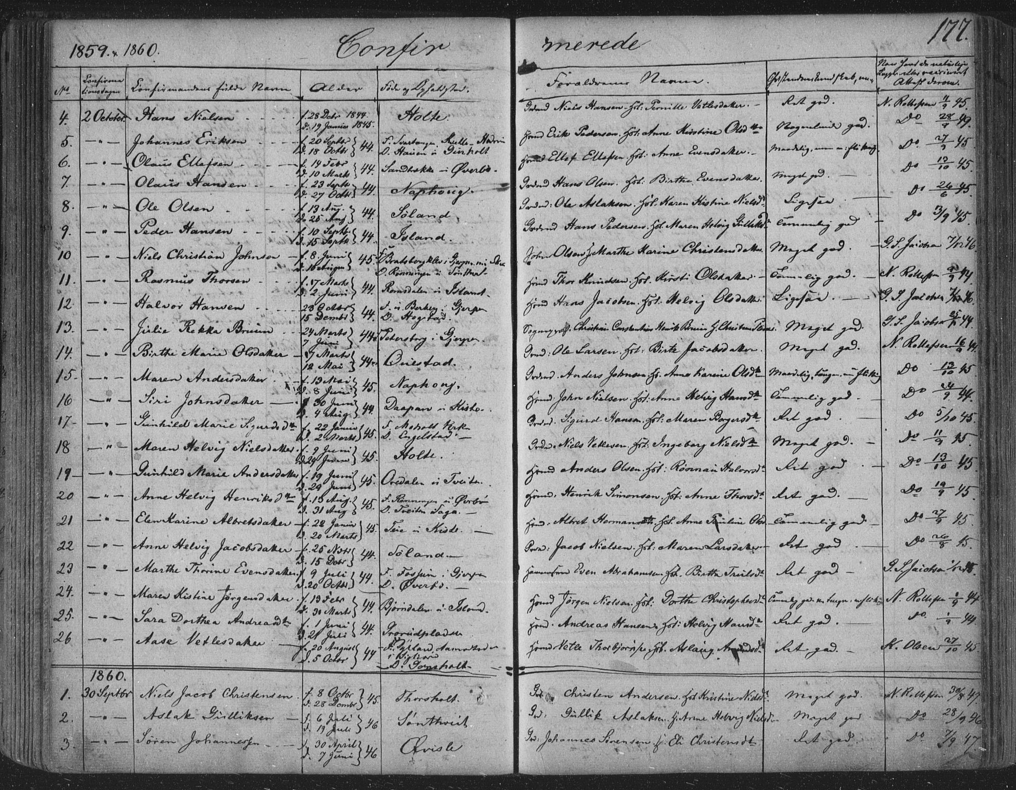 Siljan kirkebøker, SAKO/A-300/F/Fa/L0001: Parish register (official) no. 1, 1831-1870, p. 177