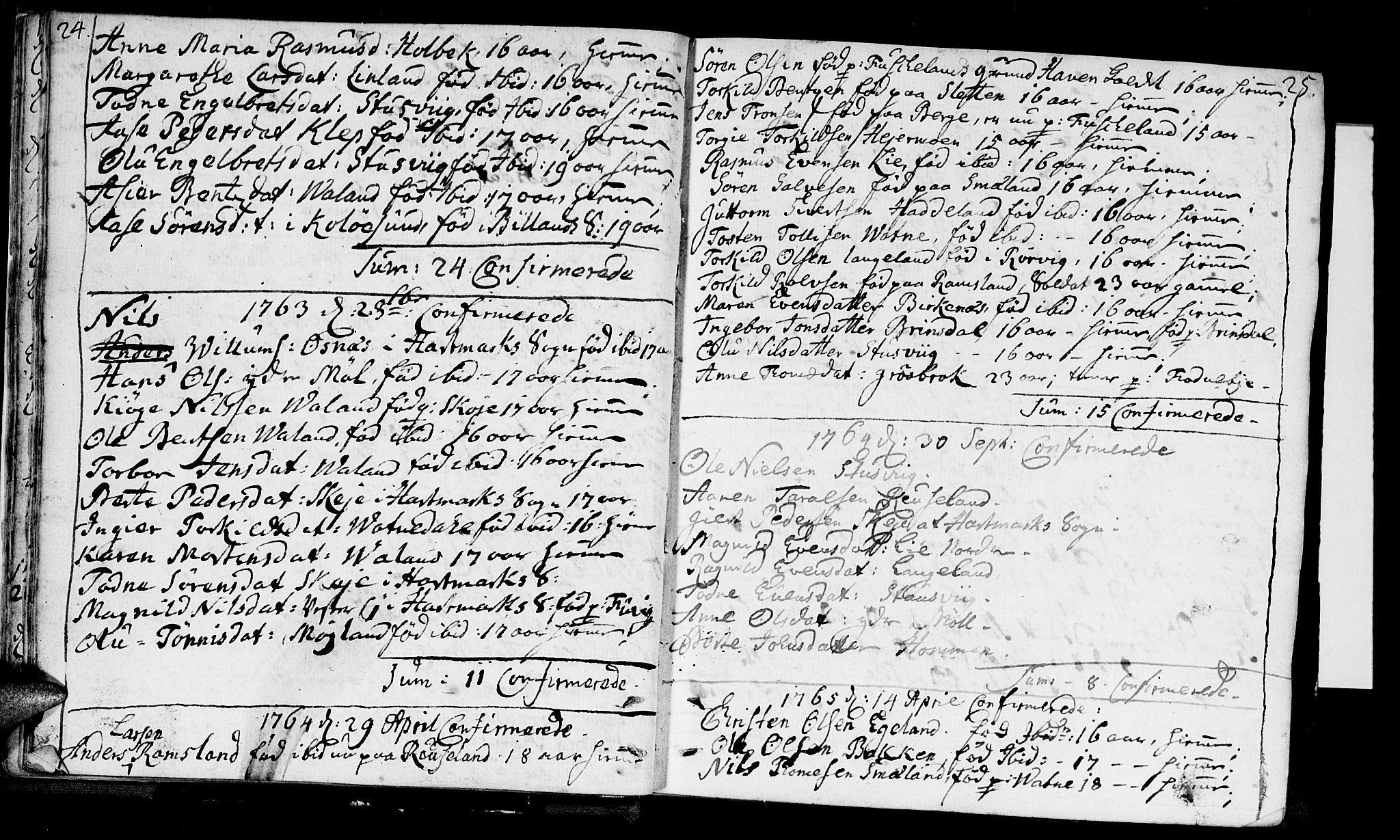 Holum sokneprestkontor, SAK/1111-0022/F/Fa/Faa/L0002: Parish register (official) no. A 2, 1756-1780, p. 24-25