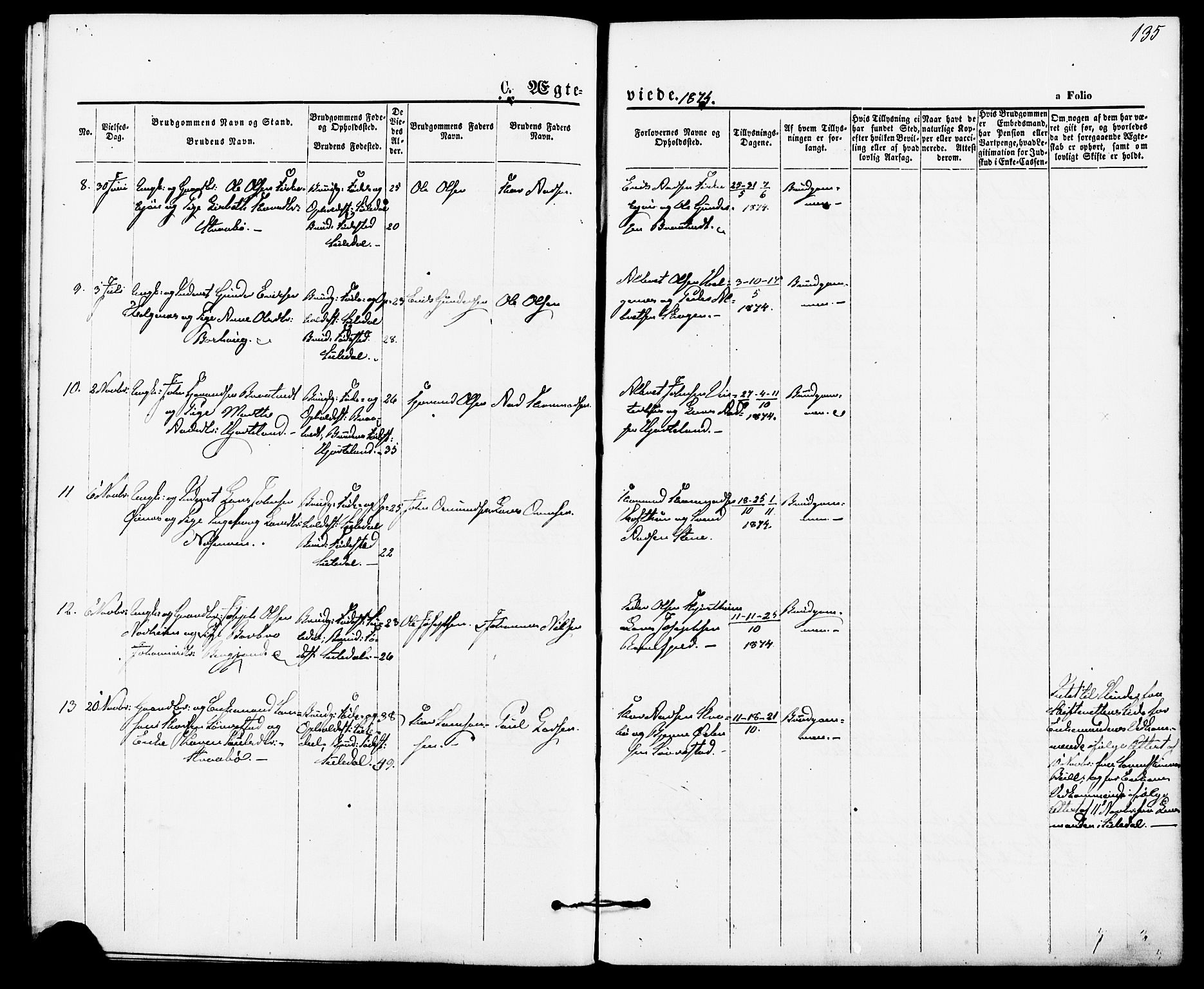 Suldal sokneprestkontor, AV/SAST-A-101845/01/IV/L0010: Parish register (official) no. A 10, 1869-1878, p. 135