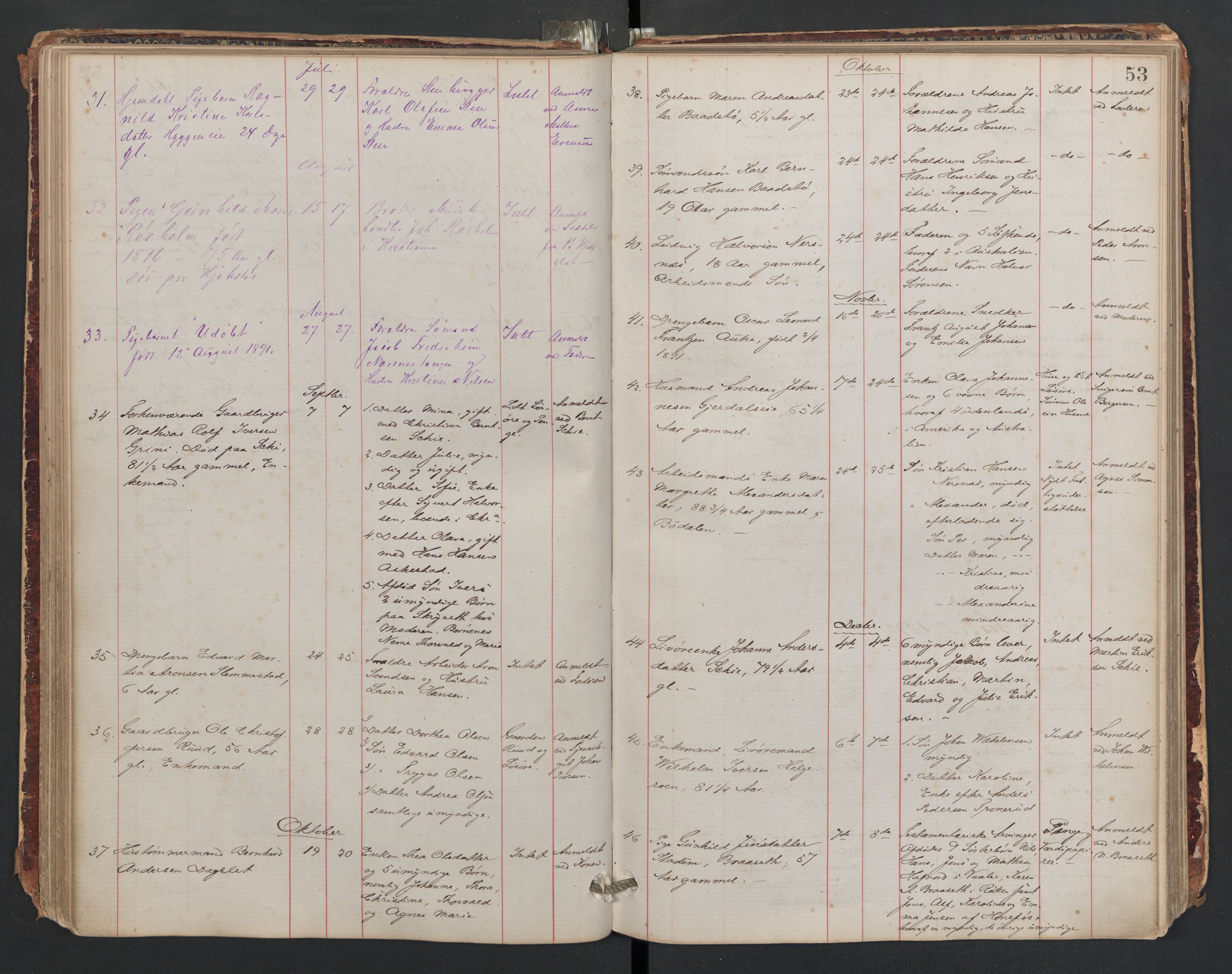 Røyken lensmannskontor, AV/SAKO-A-522/H/Ha/L0001: Dødsfallsprotokoll, 1875-1910, p. 53