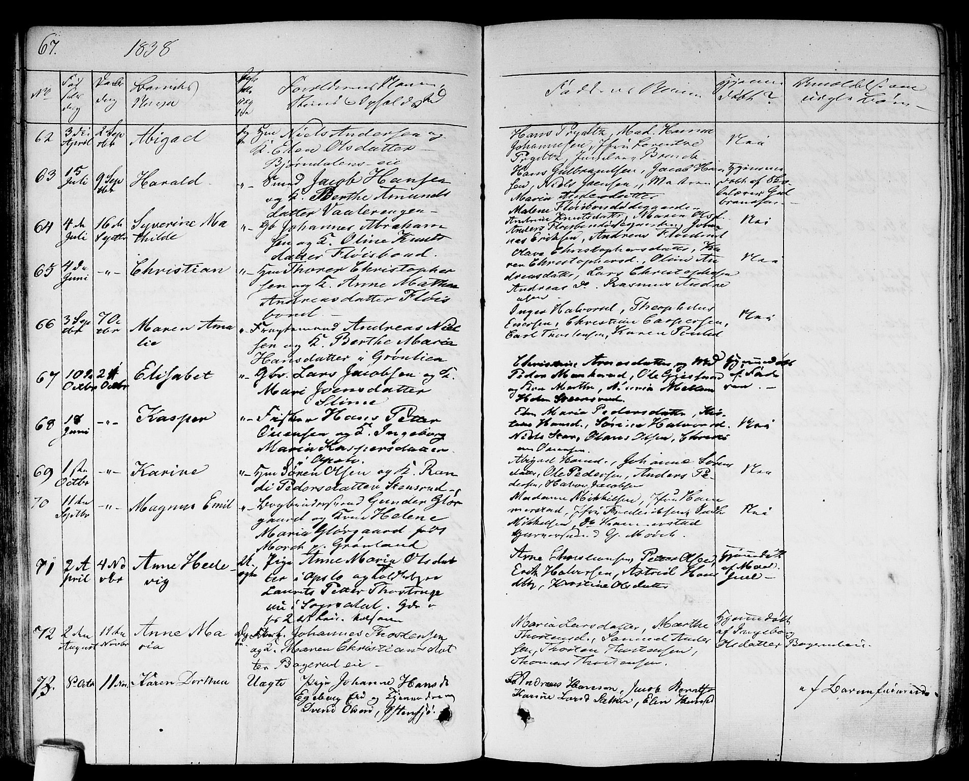 Gamlebyen prestekontor Kirkebøker, SAO/A-10884/F/Fa/L0003: Parish register (official) no. 3, 1829-1849, p. 67